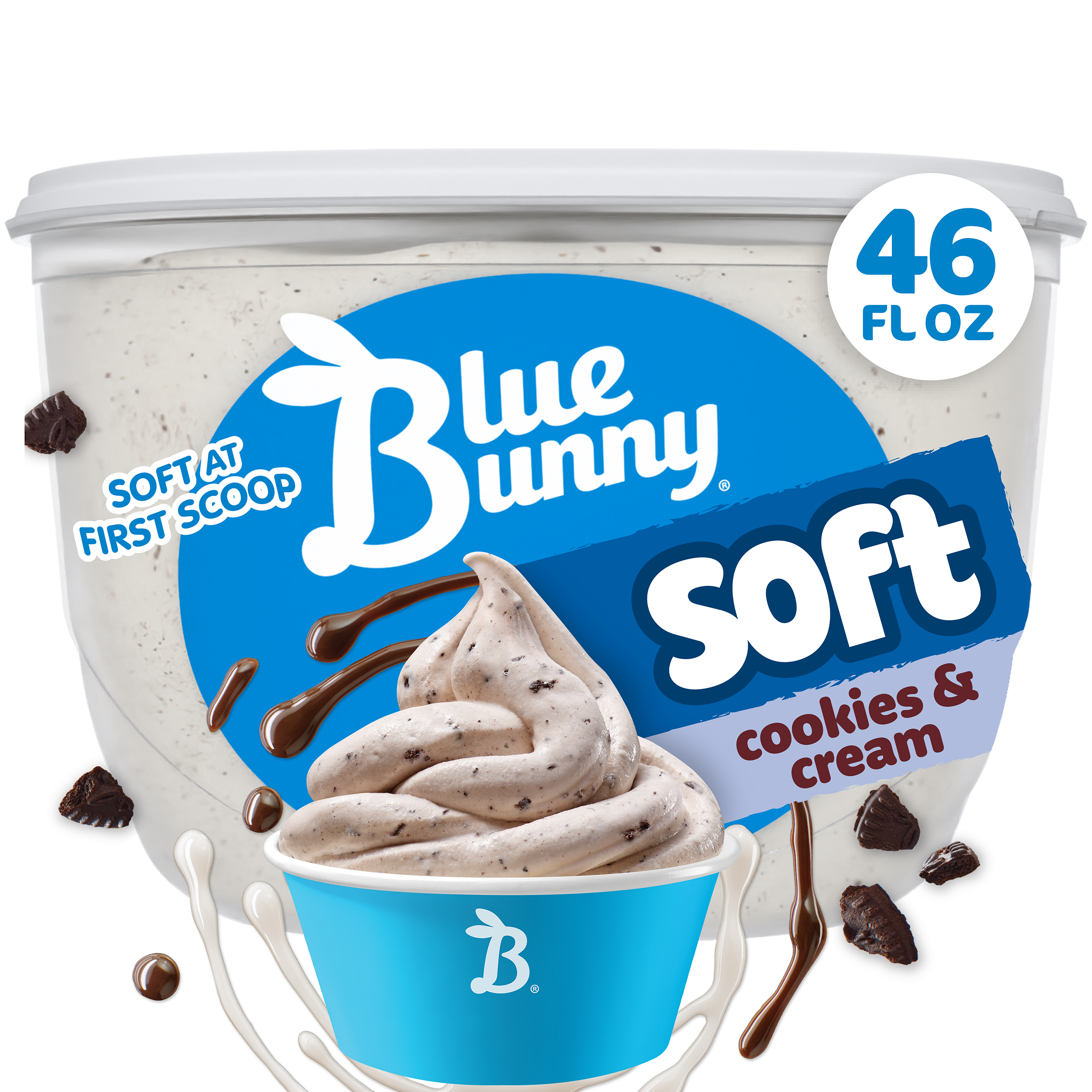 Blue Bunny Soft Cookies and Cream Frozen Dairy Dessert, 46 fl oz
