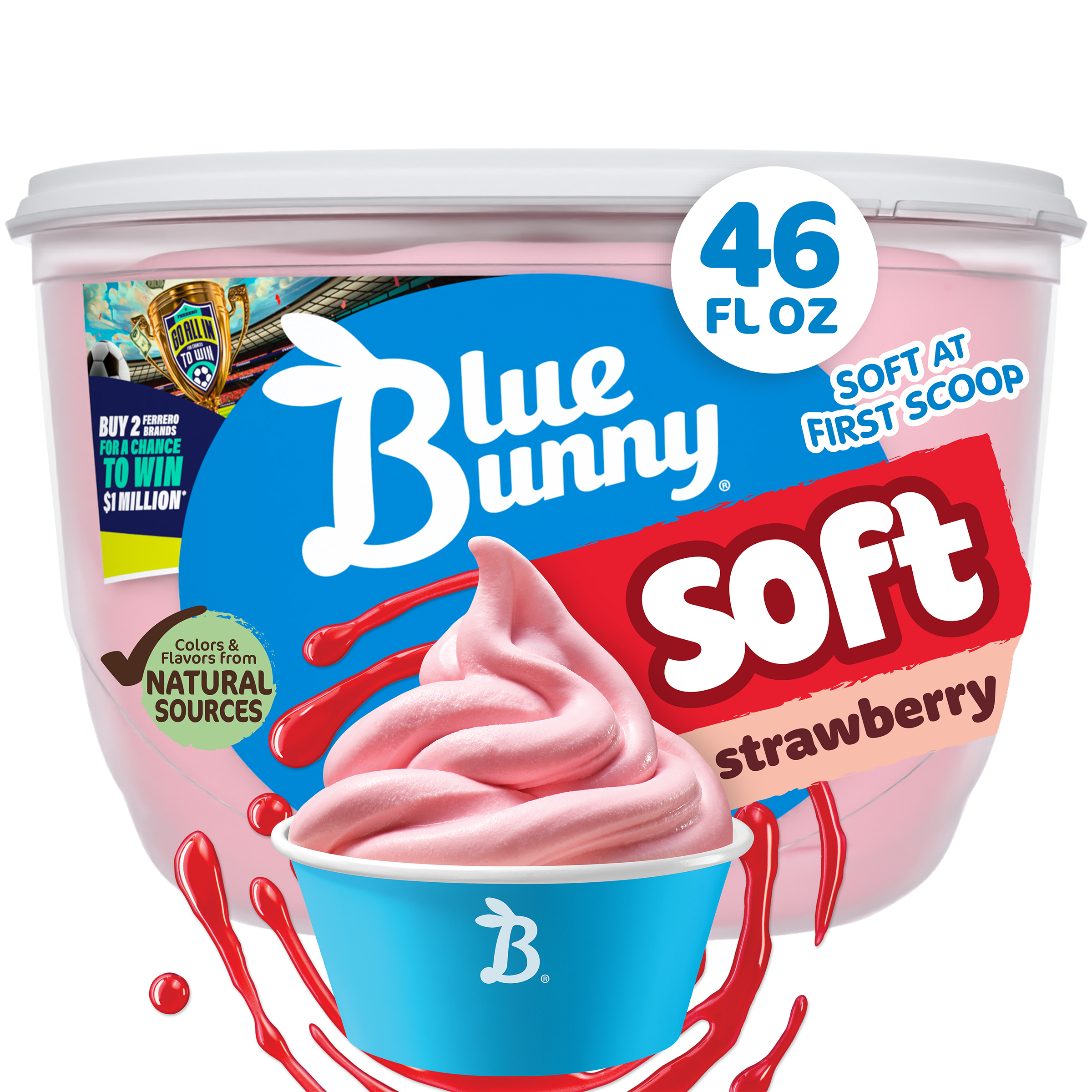 Blue Bunny Soft Strawberry Flavored Frozen Dairy Dessert, 46 fl oz
