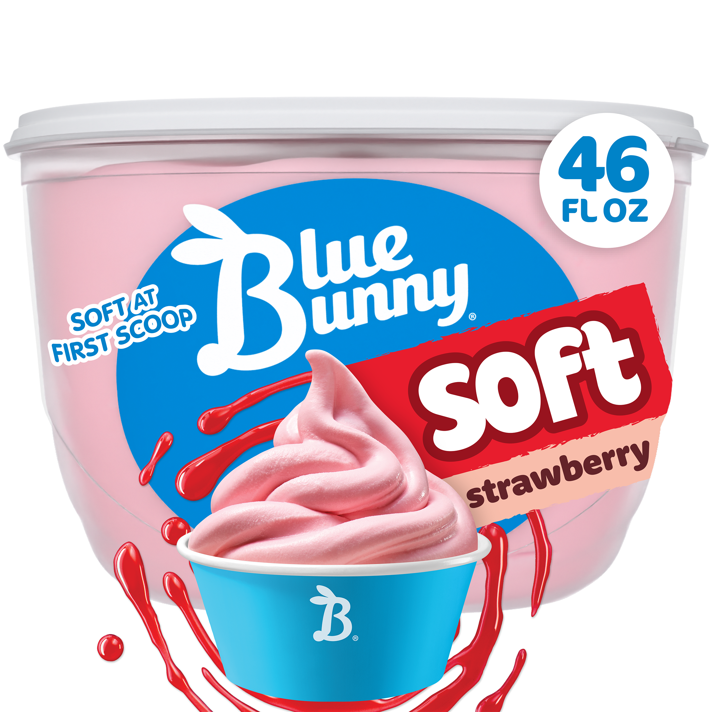 Blue Bunny Soft Strawberry Flavored Frozen Dairy Dessert, 46 fl oz