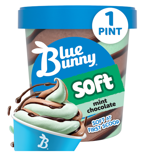Blue Bunny Soft Mint Chocolate Frozen Dessert, 16 fl oz Pint Blue Bunny Soft Mint Chocolate Frozen Dessert, 16 fl oz Pint