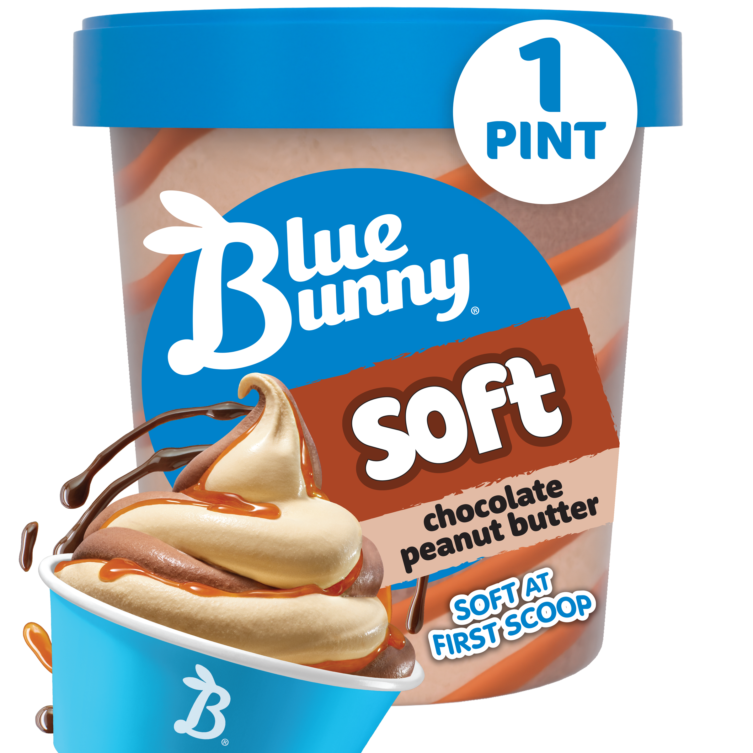 Blue Bunny Soft Chocolate Peanut Butter Frozen Dessert, 16 fl oz