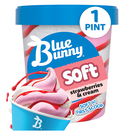 Blue Bunny Soft Strawberry and Cream Swirl Iced Frozen Dessert, 16 Blue Bunny Soft Strawberry and Cream Swirl Iced Frozen Dessert, 16