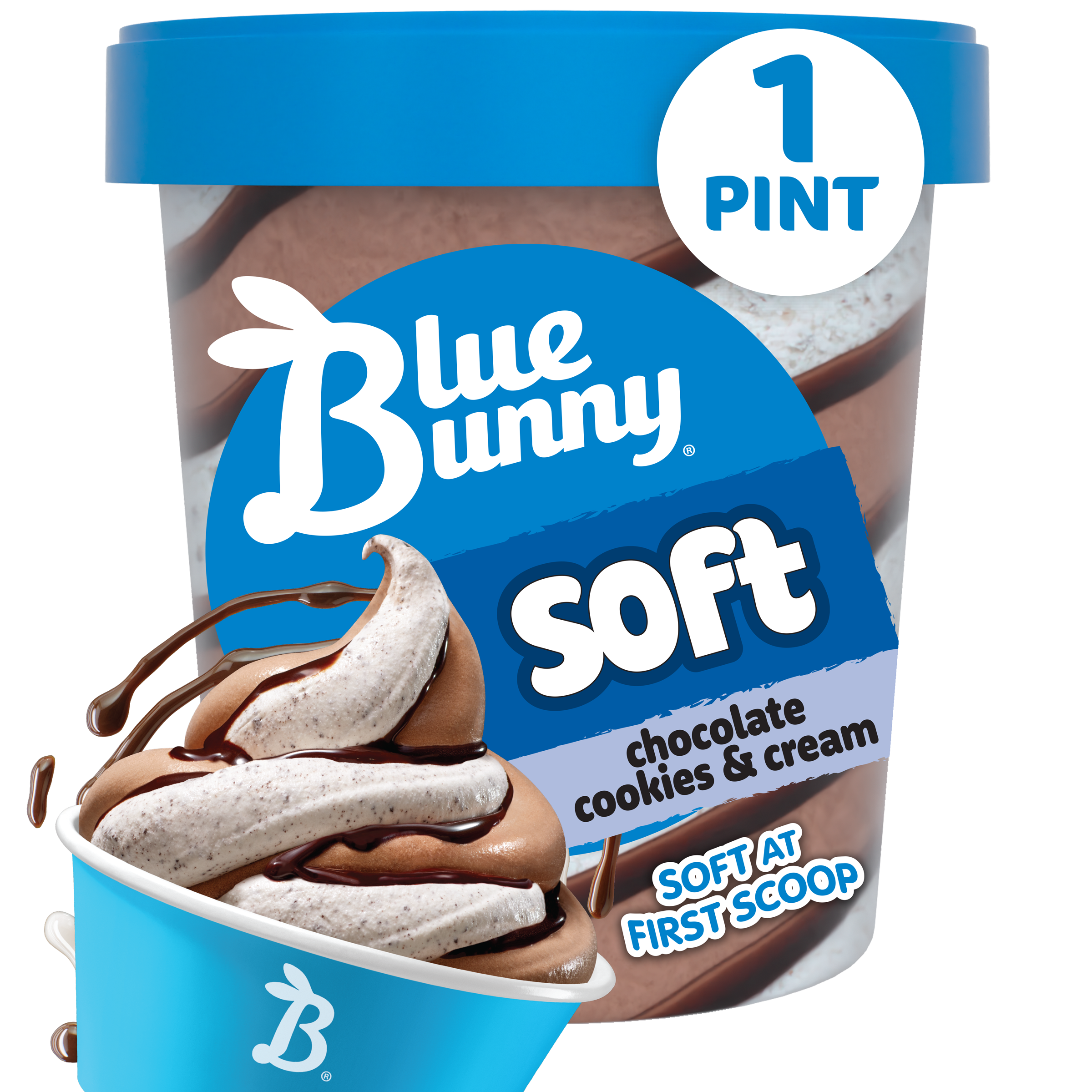 Blue Bunny Soft Chocolate Cookies and Cream Swirl Iced Frozen