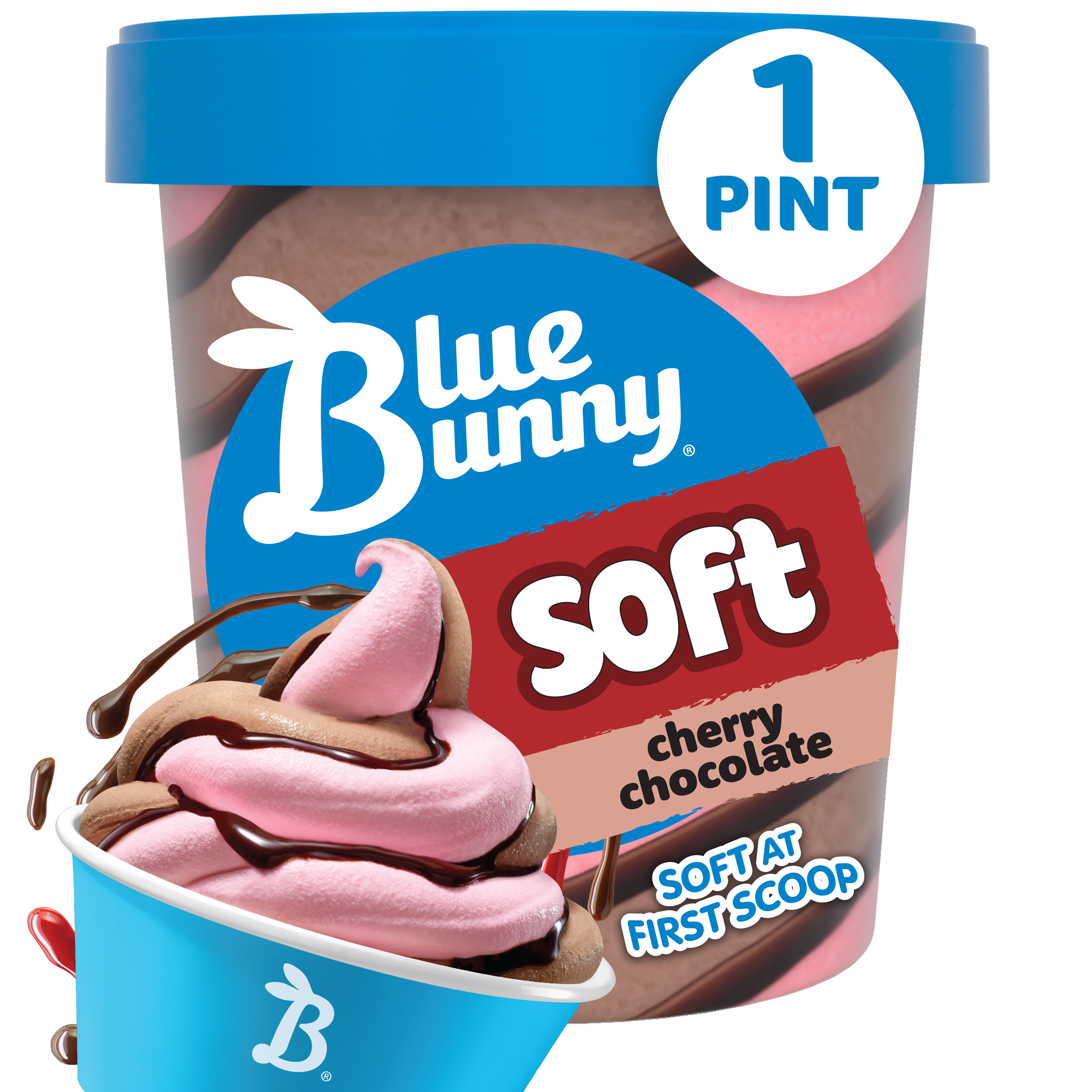 Blue Bunny Soft Cherry Chocolate Frozen Dessert, 16 fl oz Pint