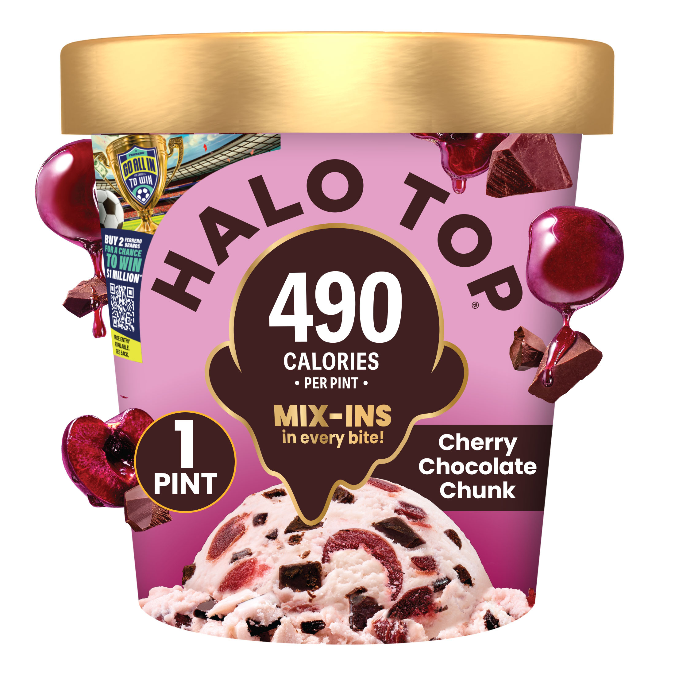 Halo Top Cherry Chocolate Chip Chunk Light Ice Cream, Lower