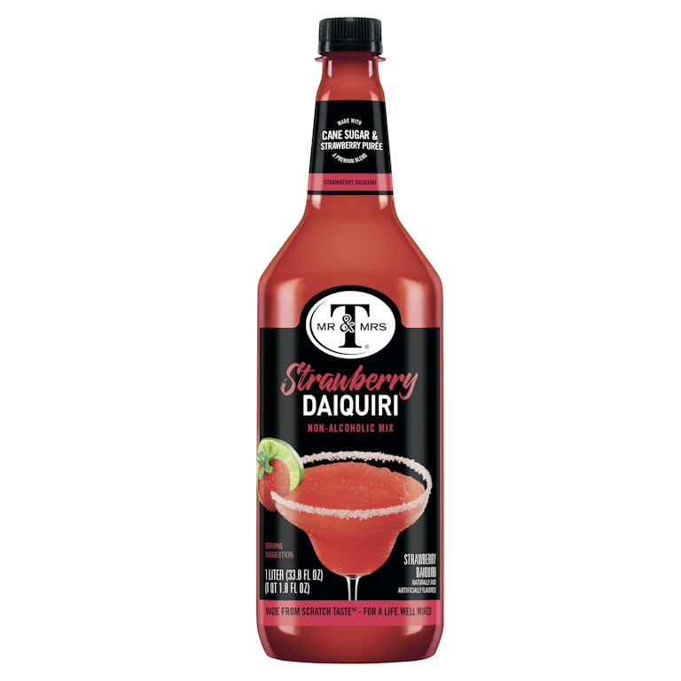 Mr Mrs T Strawberry Daiquiri Margarita Mix, L bottle Giant