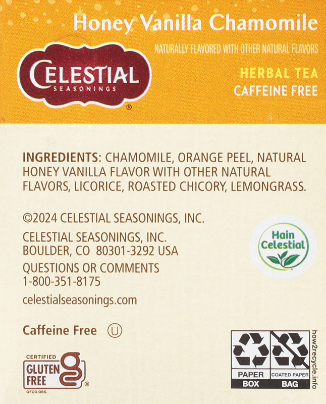 Celestial Seasonings Herbal Tea, Caffeine Free, Honey Vanilla