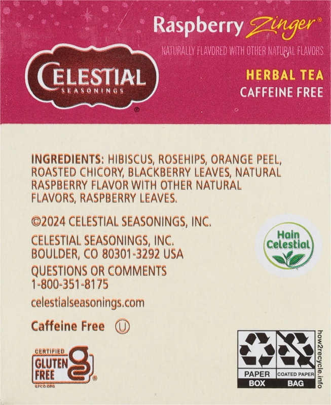 Celestial Seasonings Caffeine Free Tea Bags Raspberry Zinger