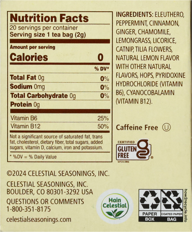 Celestial Seasonings Caffeine Free Tea Bags Tension Tamer Herbal