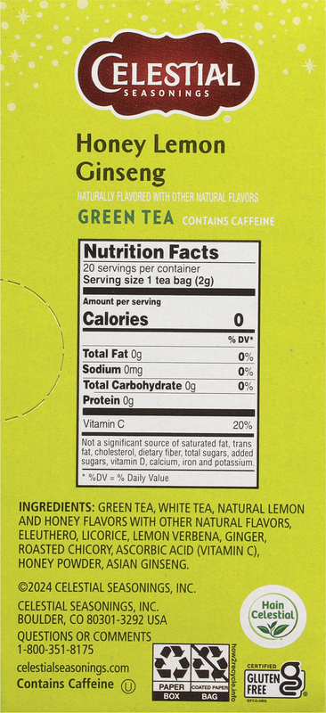 Celestial Seasonings Green Tea, Honey Lemon Ginseng, Tea Bags
