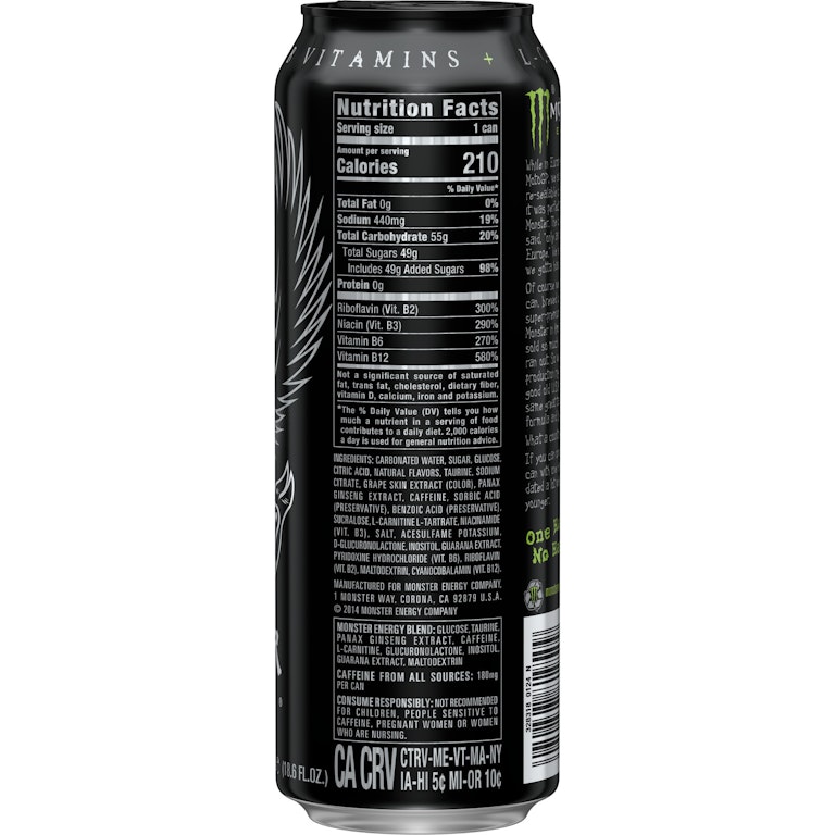 monster import l carnitine taurine b vitamins energy drink Energy 18.6 Fl Oz Same-Day Delivery or Pickup Monster Energy Original - 12pk/16