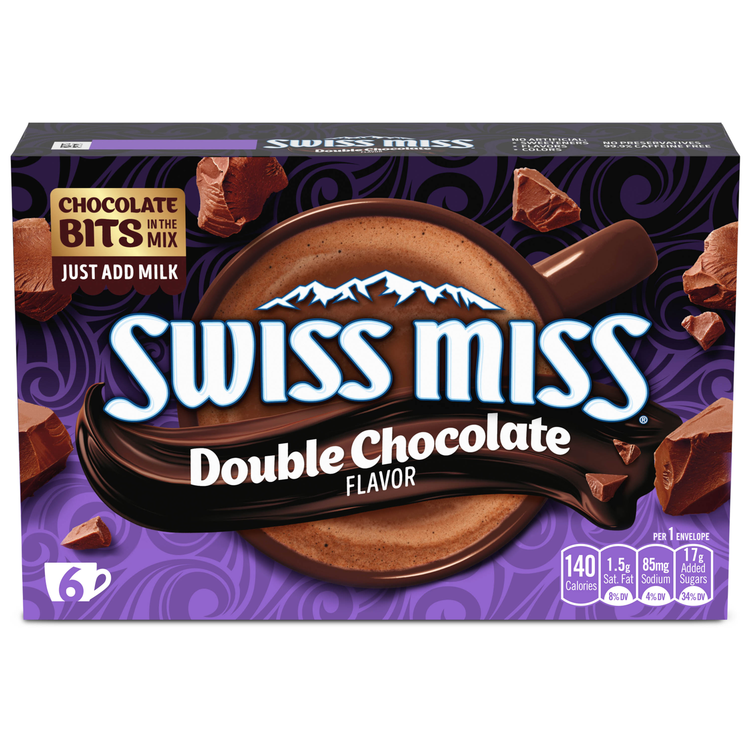 Swiss Miss Double Chocolate Flavor Hot Cocoa Mix, 1.18 oz., 6