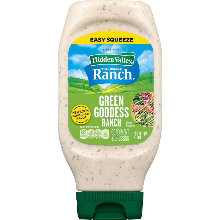 Hidden Valley Green Goddess Ranch Dressing, Made With Herbs, Spices and Seasoning, Use for Ranch Dip, Toppings and Quick Meals, Easy Squeeze Bottle, 16 fl. oz. | Giant Eagle | Because It Hidden Valley Green Goddess Ranch Dressing, Made With Herbs, Spices and Seasoning, Use for Ranch Dip, Toppings and Quick Meals, Easy Squeeze Bottle, 16 fl. oz. | Giant Eagle | Because It