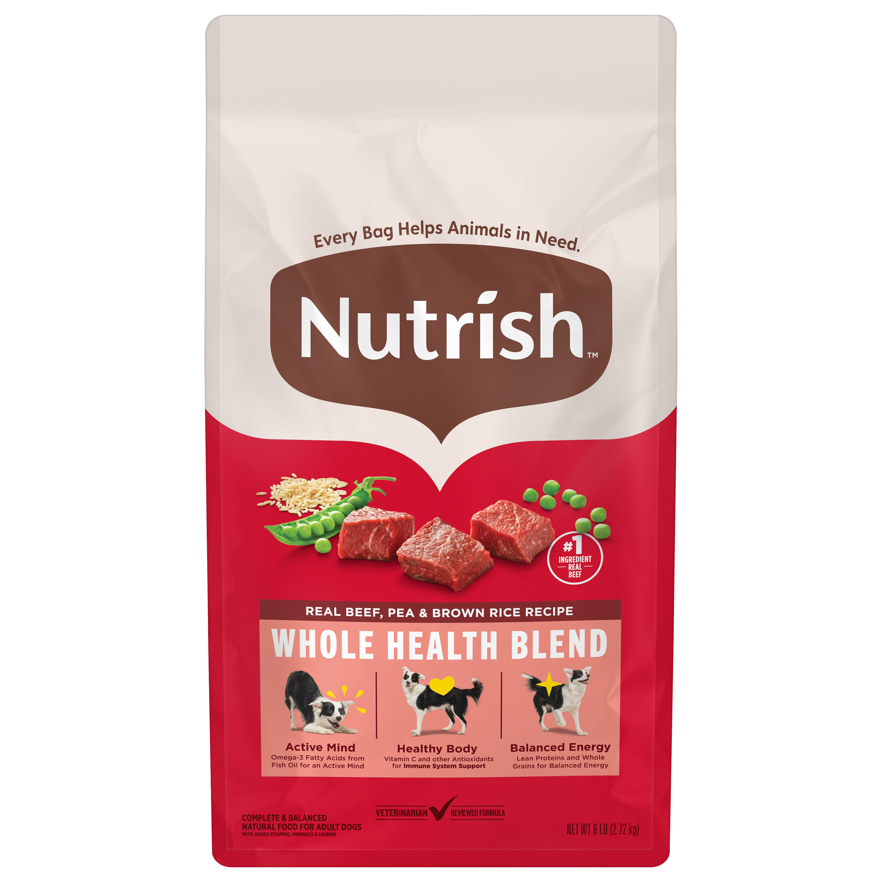 Nutrish Dry Dog Food Real Beef, Pea Brown Rice Recipe Whole - Main Image
