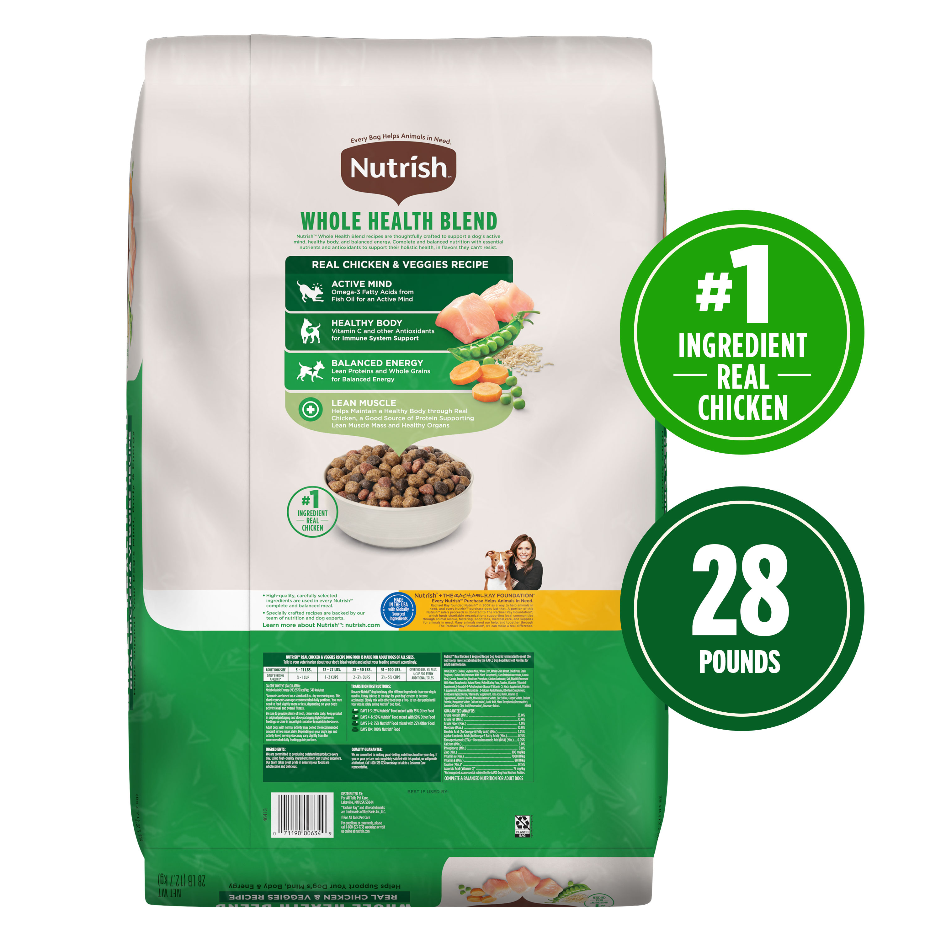 Nutrish Dry Dog Food Real Chicken & Veggies Recipe Whole Health