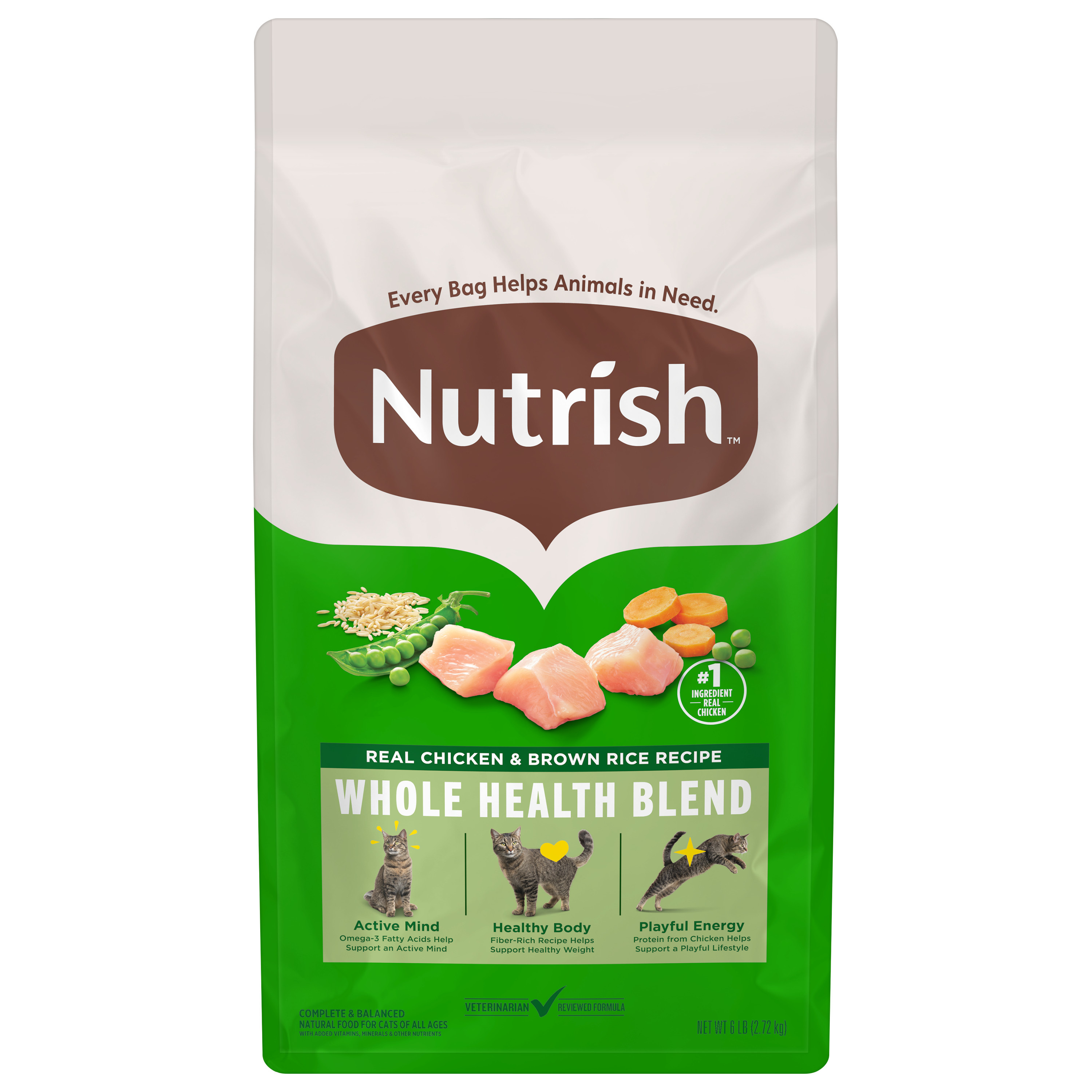 Nutrish Real Chicken Brown Rice Recipe Dry Cat Food, Bag