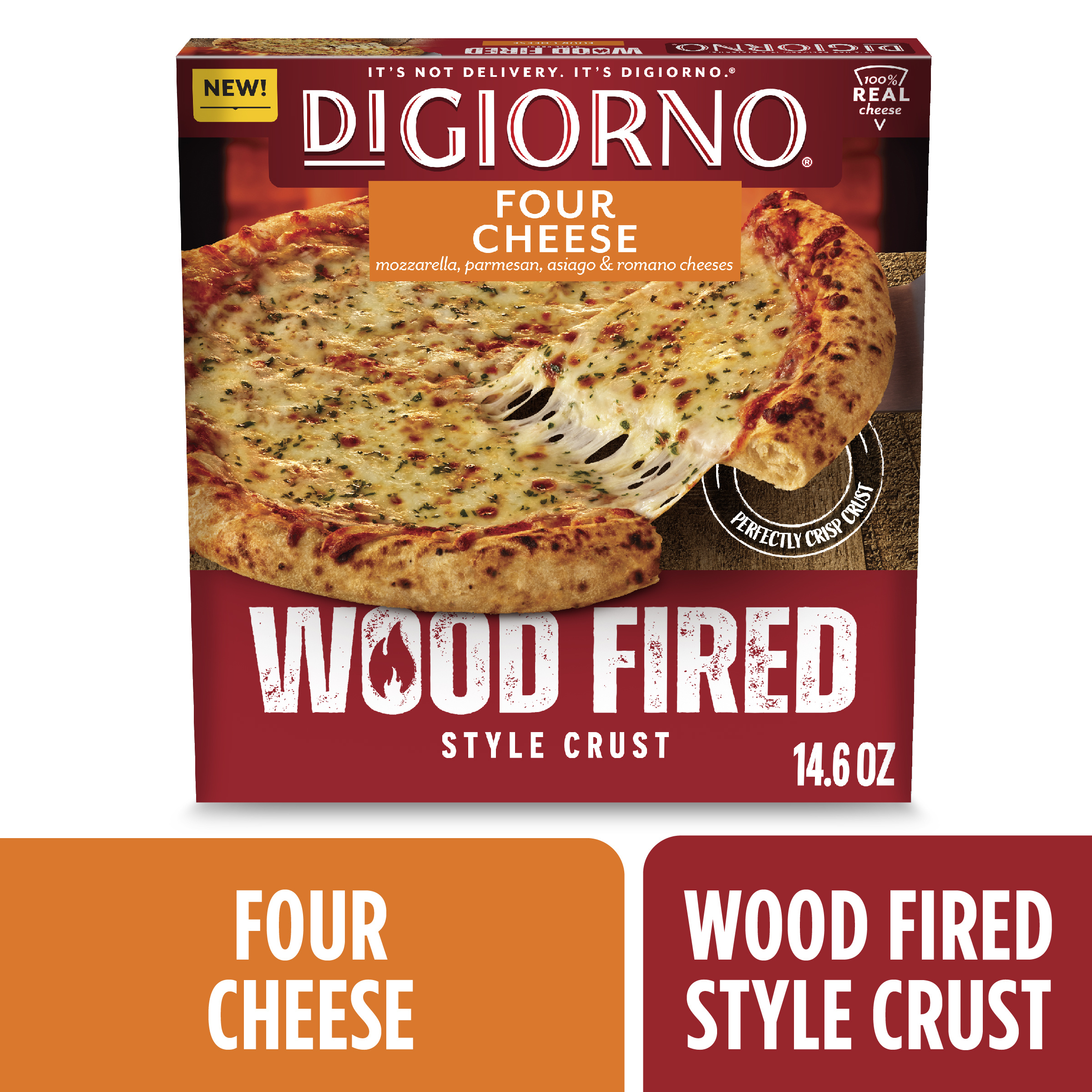 DiGiorno Four Cheese Pizza, Wood Fired Style Crust, Frozen Cheese