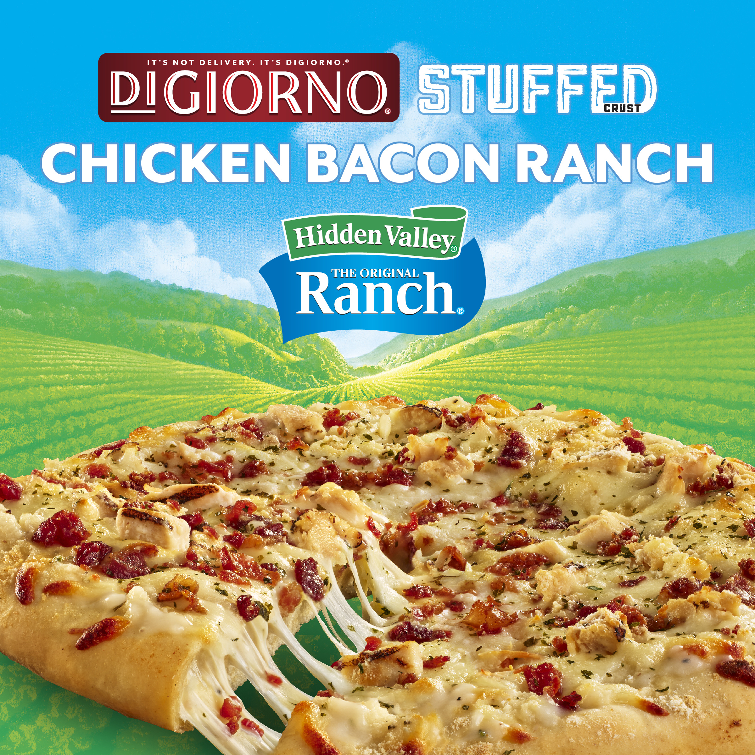 DiGiorno Chicken Bacon Ranch Pizza, Hidden Valley Ranch, Stuffed