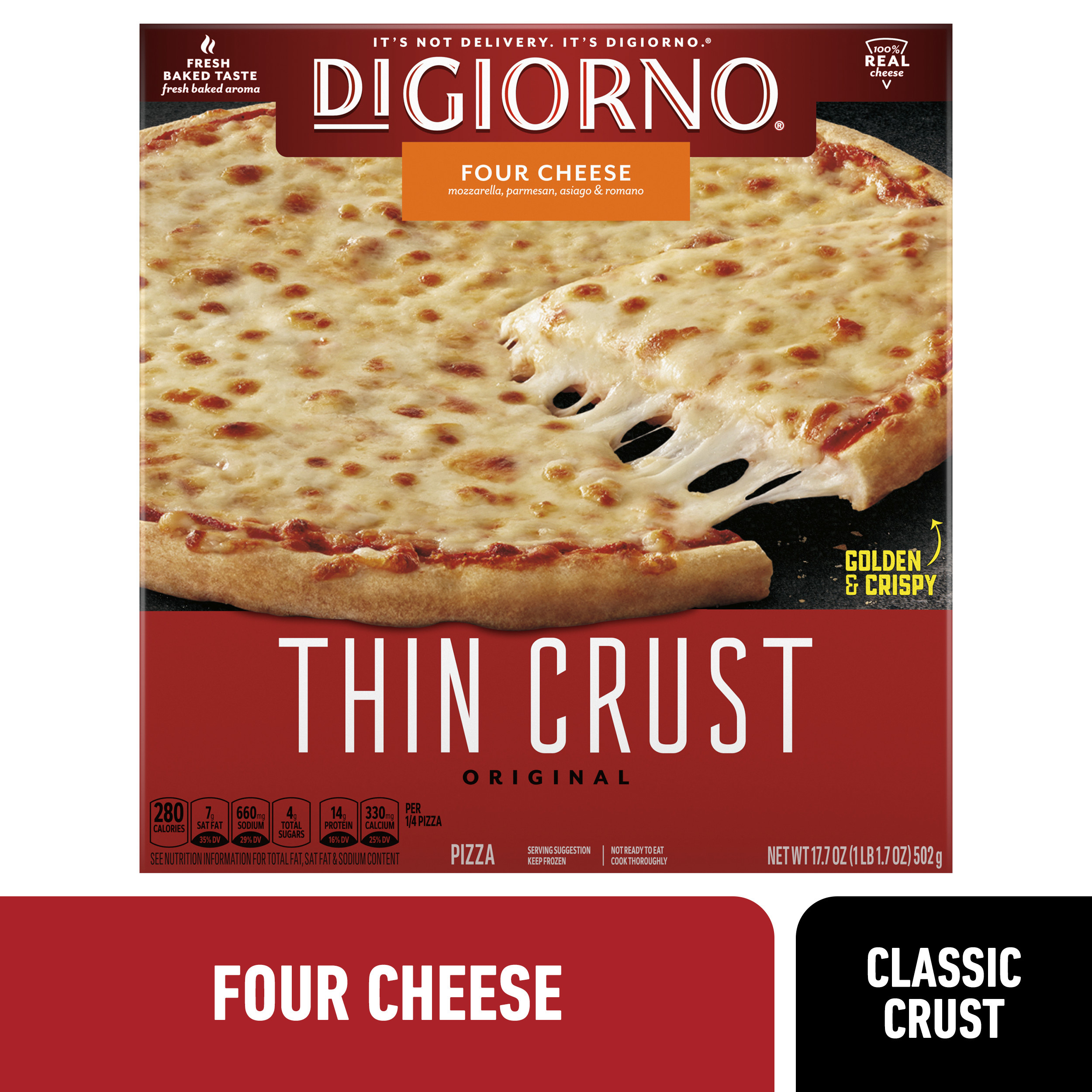 DiGiorno Frozen Pizza, Four Cheese Thin Crust Pizza, 17.7oz