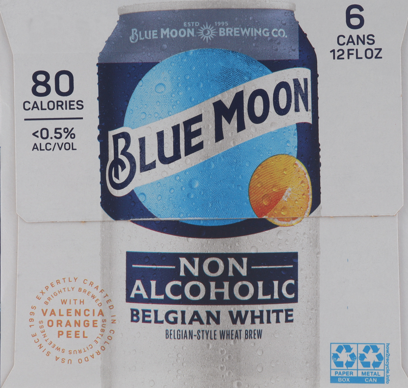 Blue Moon Non Alcoholic Belgian Style Wheat Beer 0.45% 6 Pack, 12
