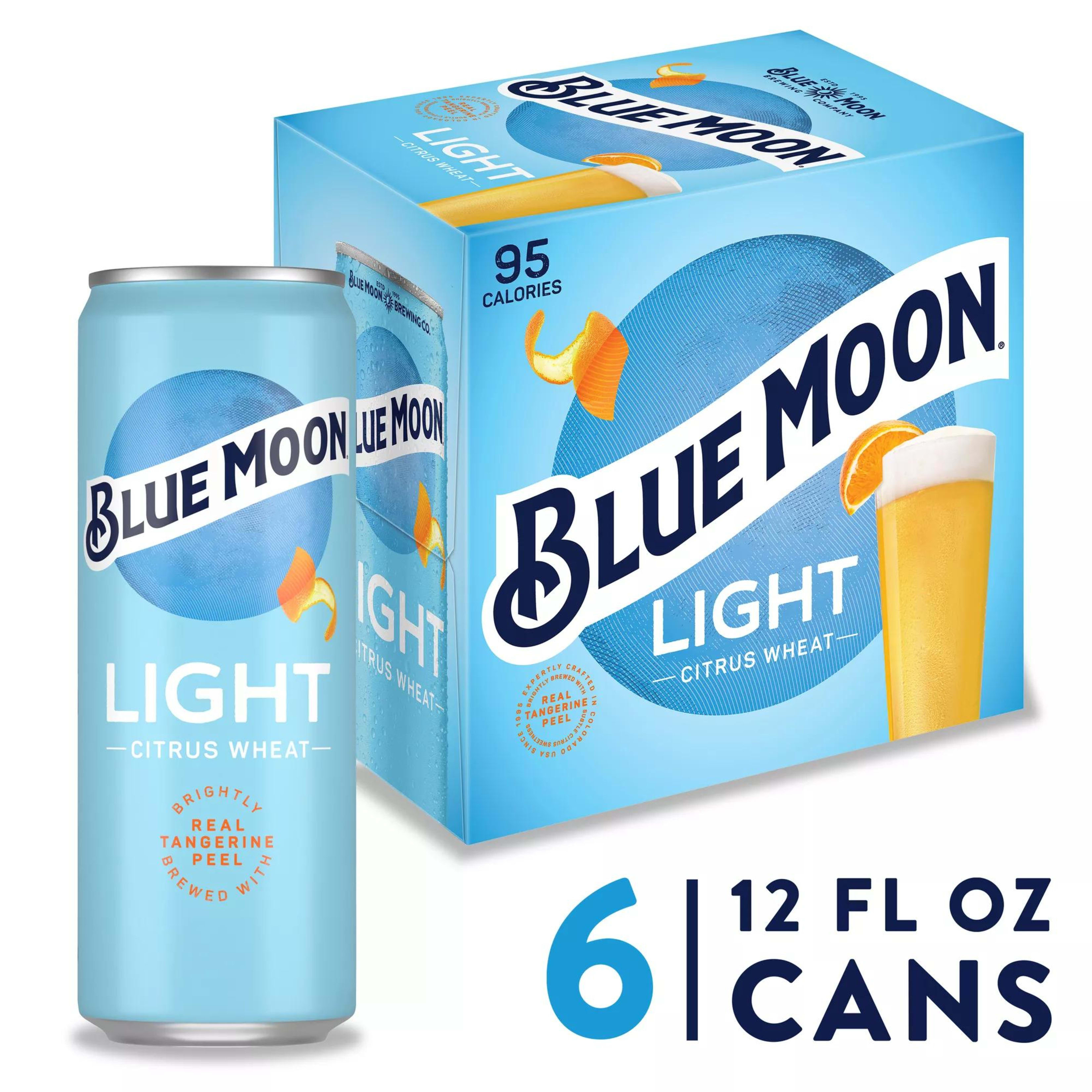 Blue Moon Light Citrus Wheat Craft Beer 4.0% ABV, 6 Pack, 12.0 fl