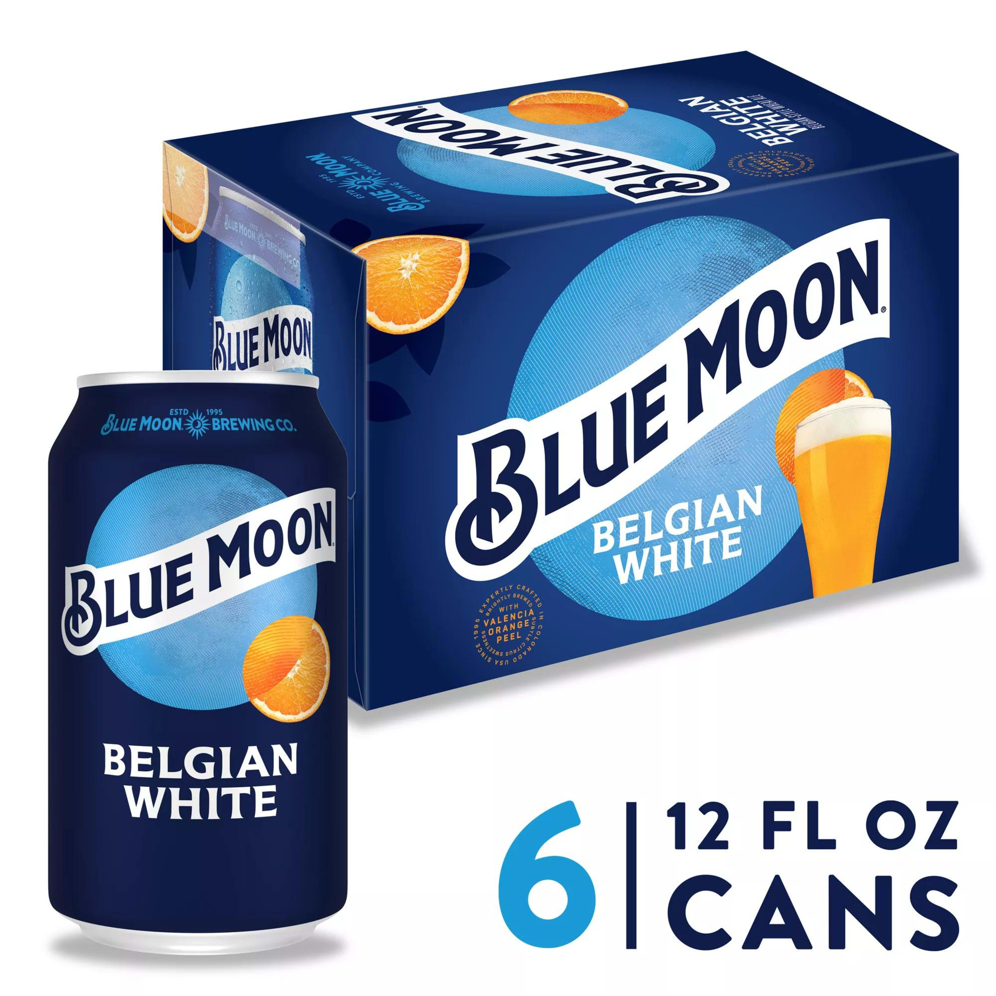 Blue Moon Belgian White Wheat Beer, 5.4% ABV, 6-pack, 12-oz beer