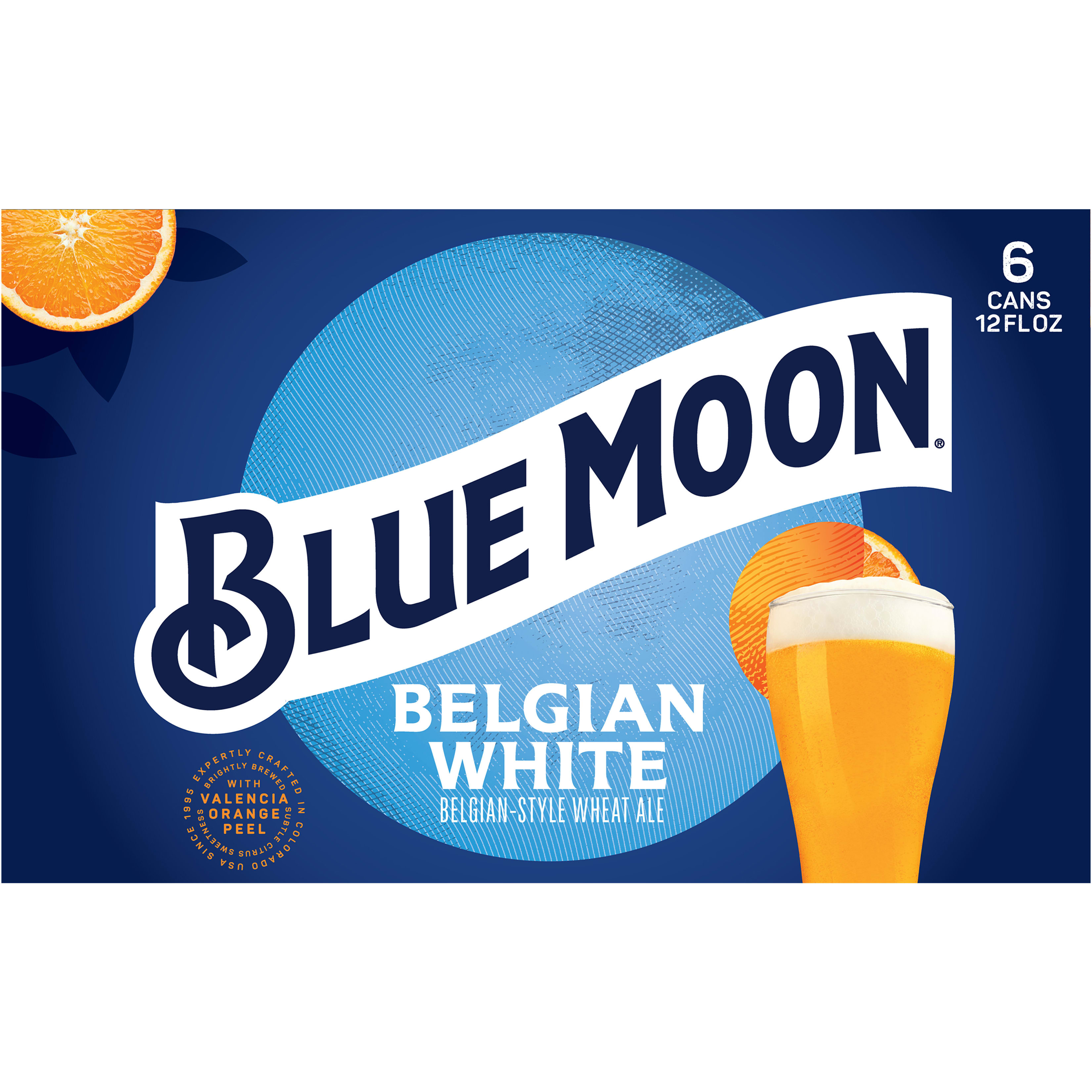Blue Moon Belgian White Wheat Beer, 5.4% ABV, 6-pack, 12-oz beer