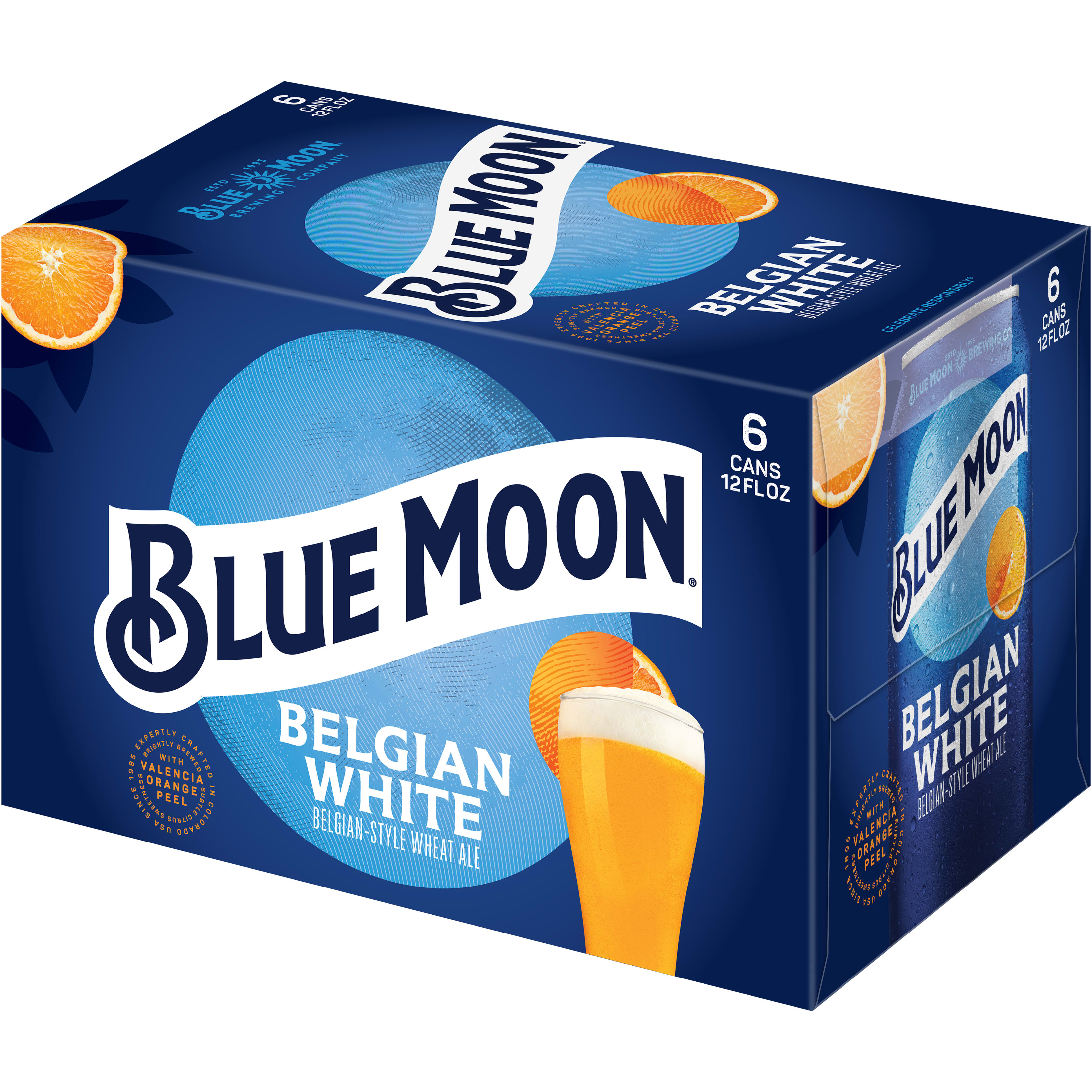 Blue Moon Belgian White Wheat Beer, 5.4% ABV, 6-pack, 12-oz beer
