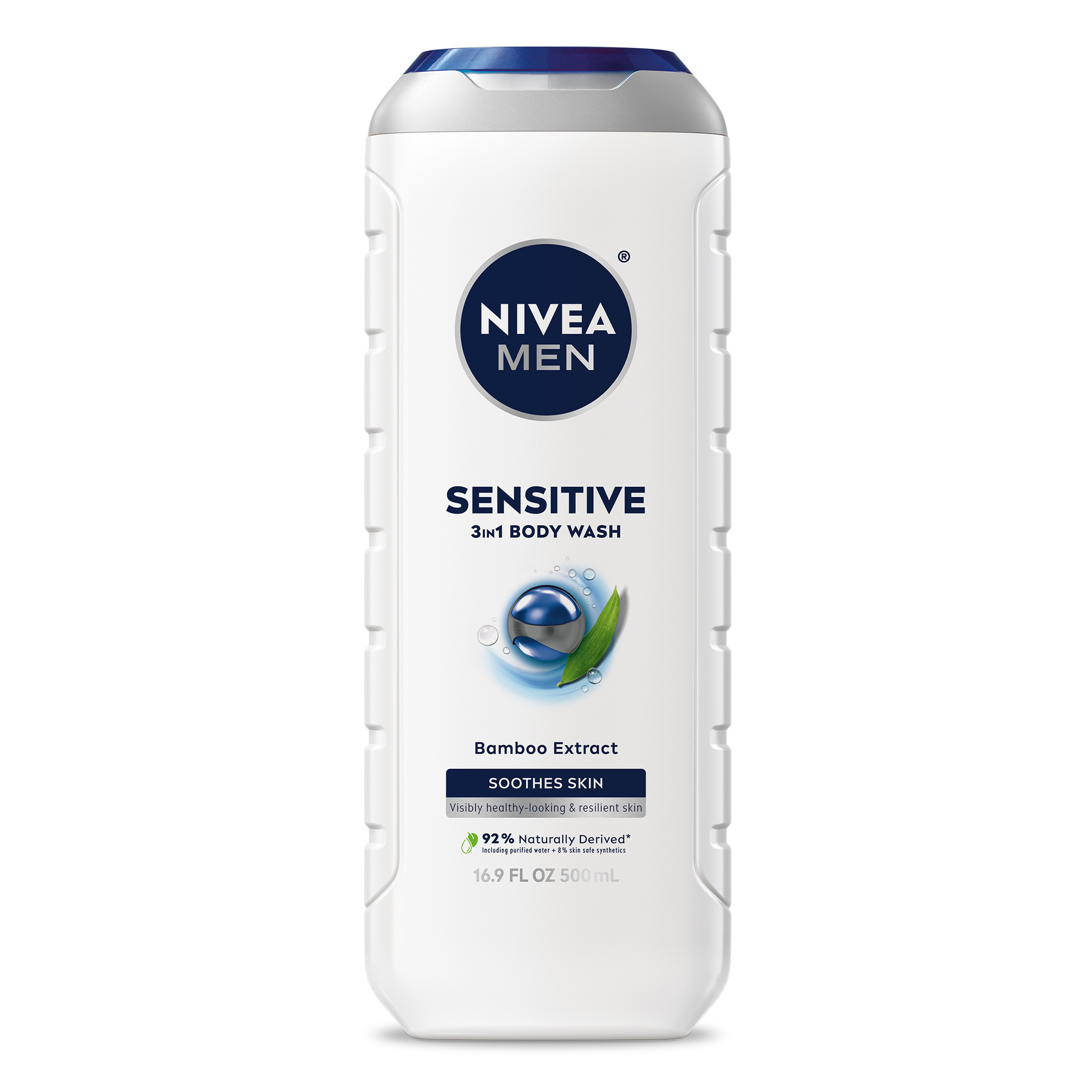 NIVEA MEN Sensitive Body Wash with Bamboo Extract, 16.9 Fl Oz