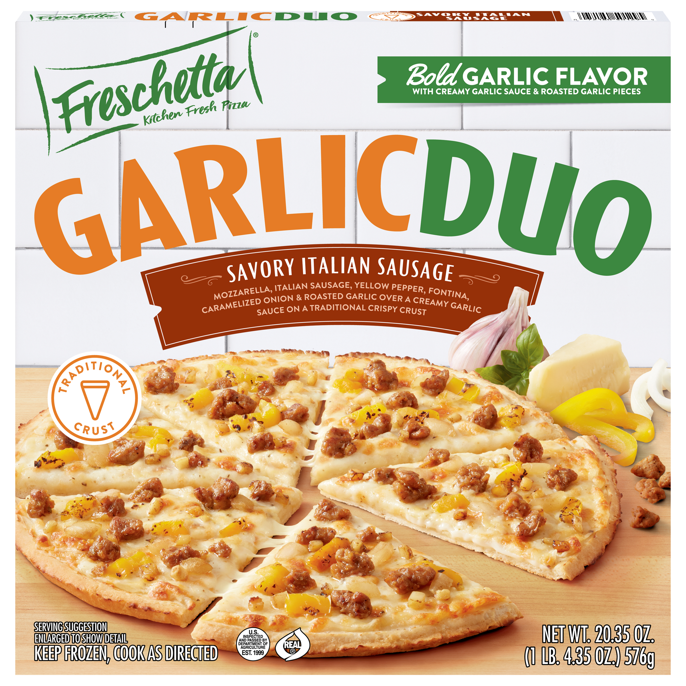Freschetta Garlic Duo Sausage Frozen Pizza