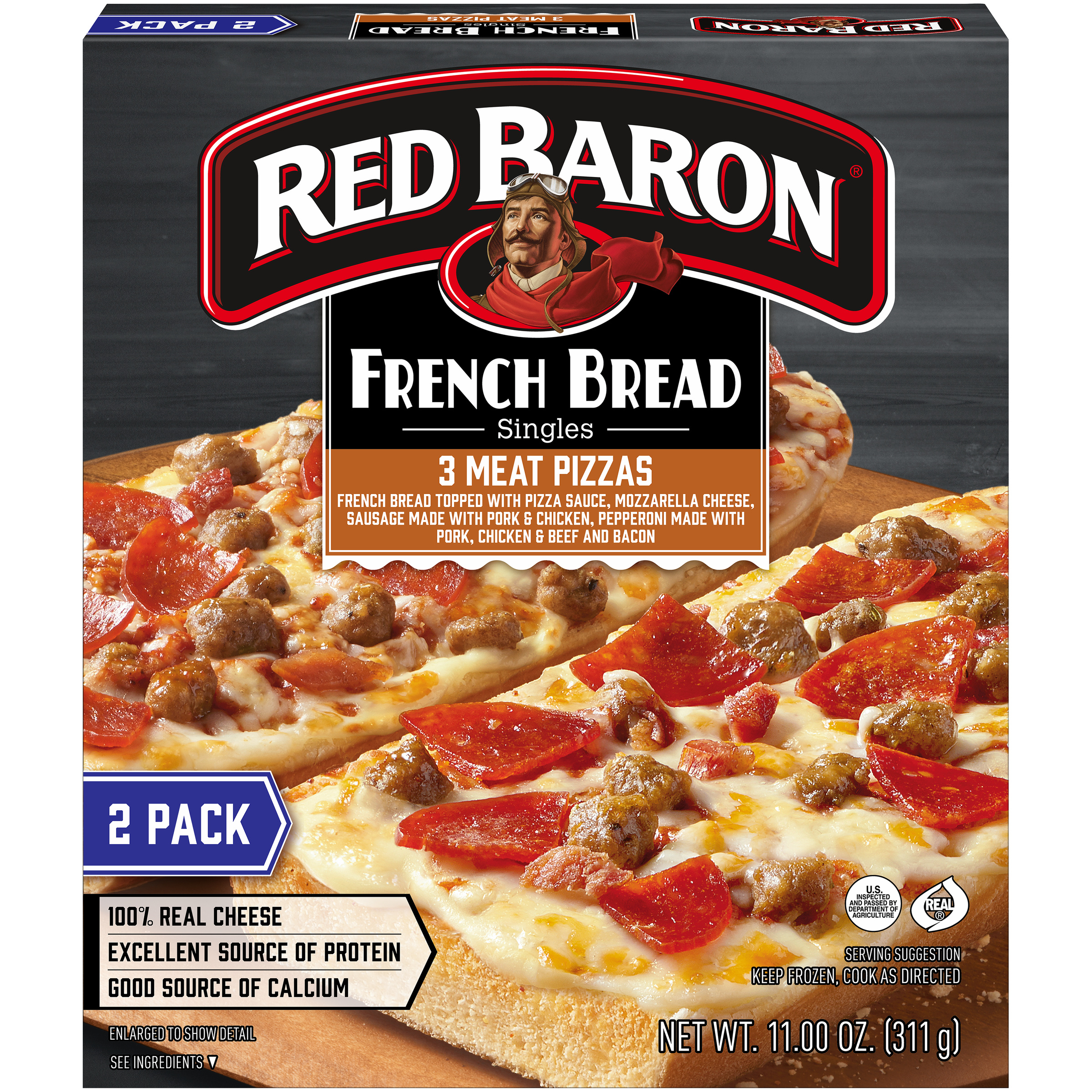 Red Baron Three Meat French Bread Personal Frozen Pizza | Giant