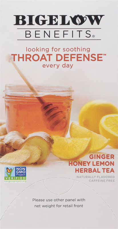 Bigelow Benefits THROAT DEFENSE Ginger Honey Lemon, Herbal Tea