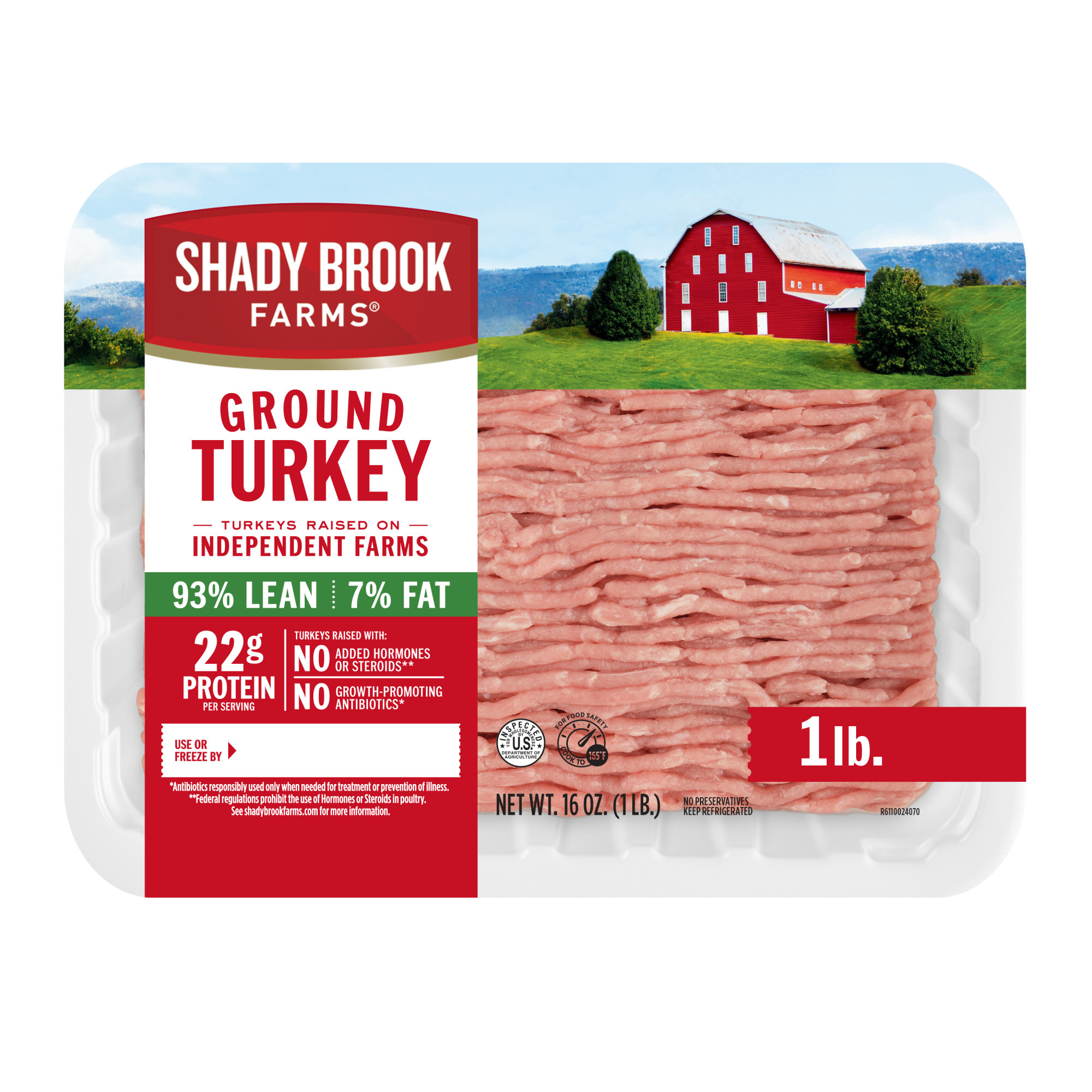 Shady Brook Farms® 93% Lean / 7% Fat Ground Turkey Tray, Fresh, 1