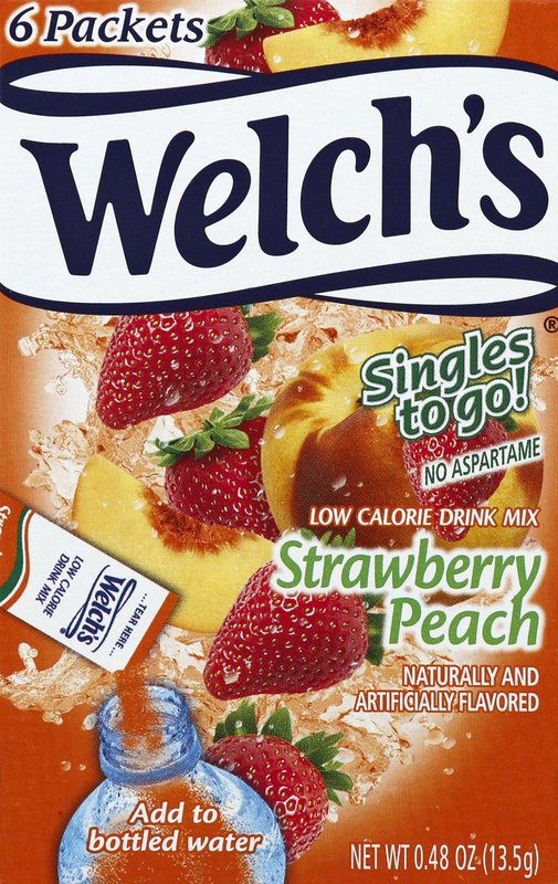 Welch's Drink Mix, Low Calorie, Strawberry Peach, Singles to Go