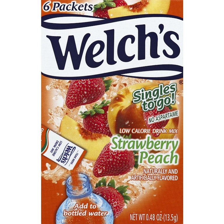 Welch's Drink Mix, Low Calorie, Strawberry Peach, Singles to Go