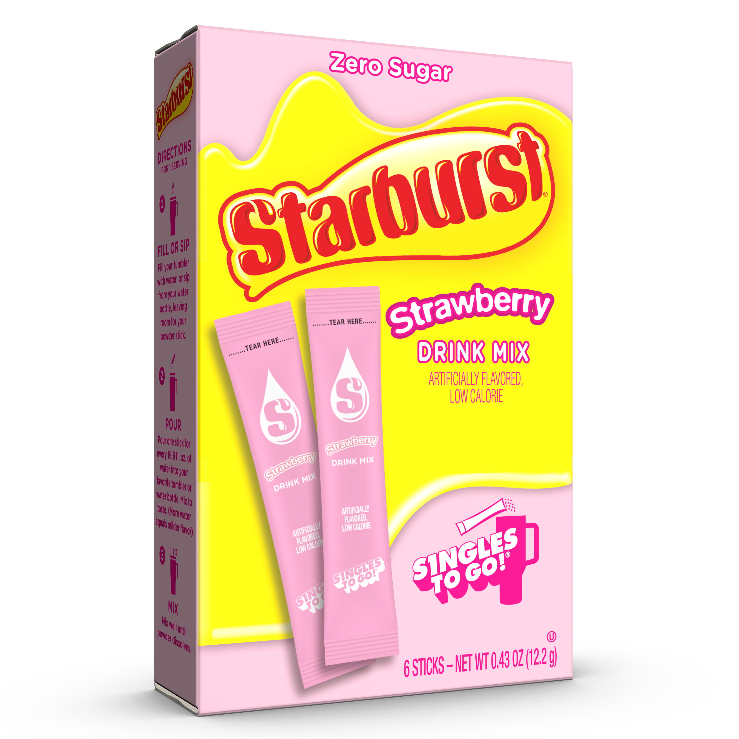 Starburst Drink Sticks Strawberry (Pink) 6ct | Giant Eagle