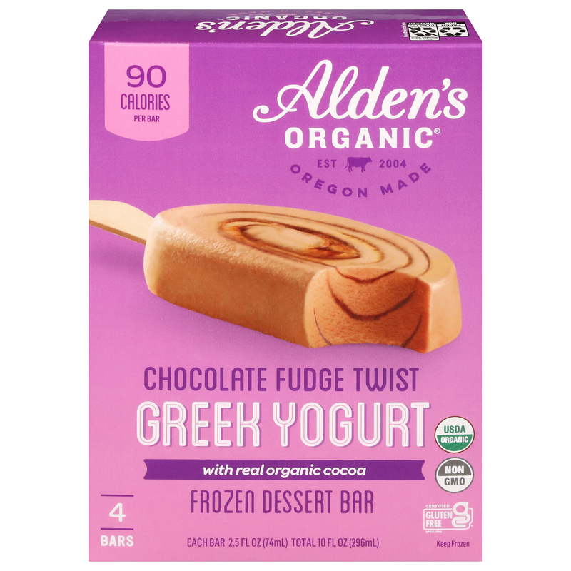 Alden's Organic Dessert Bar, Chocolate Fudge Twist, Greek Yogurt