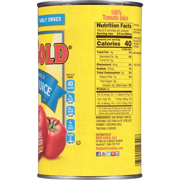 Red Gold Tomato Juice, No Salt Added Giant Eagle Because It