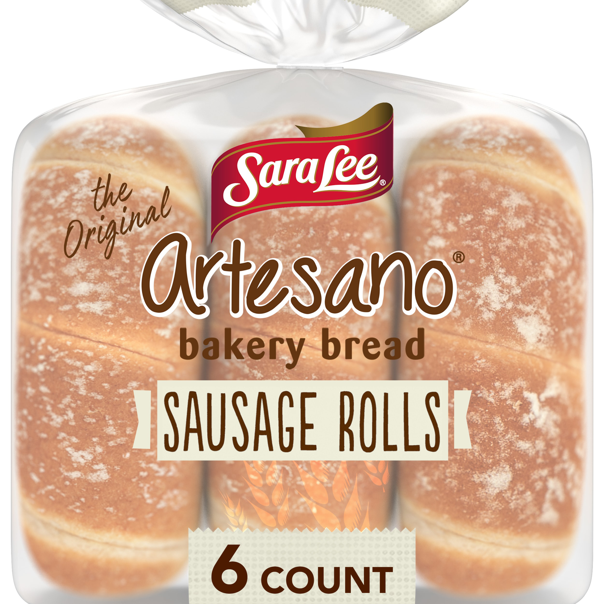 Sara Lee Artesano Plain Sausage Rolls, 6 count, Hot Dog Buns, 15