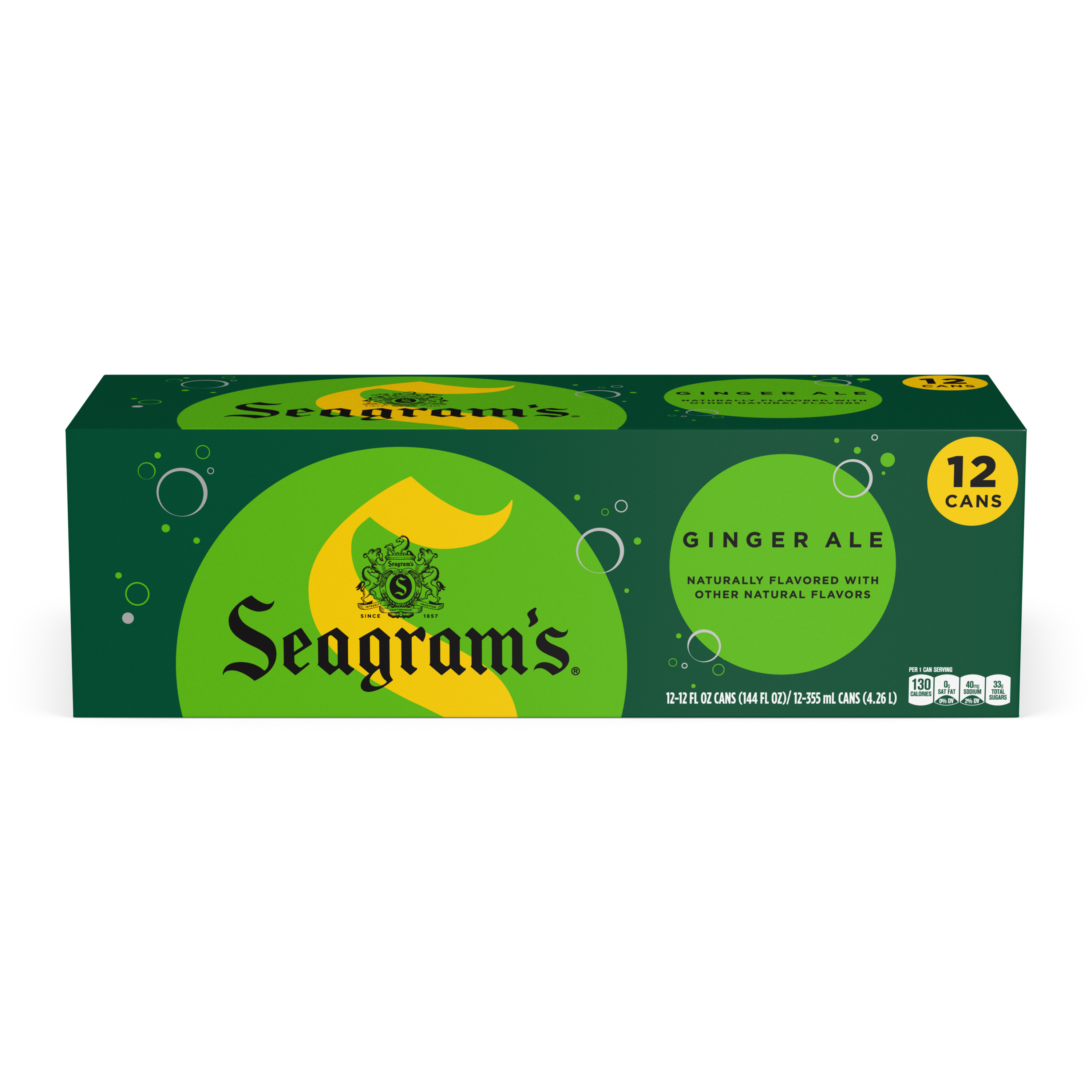 Seagrams Ginger Ale Soda Soft Drinks Fridge Pack Cans, 12 fl oz