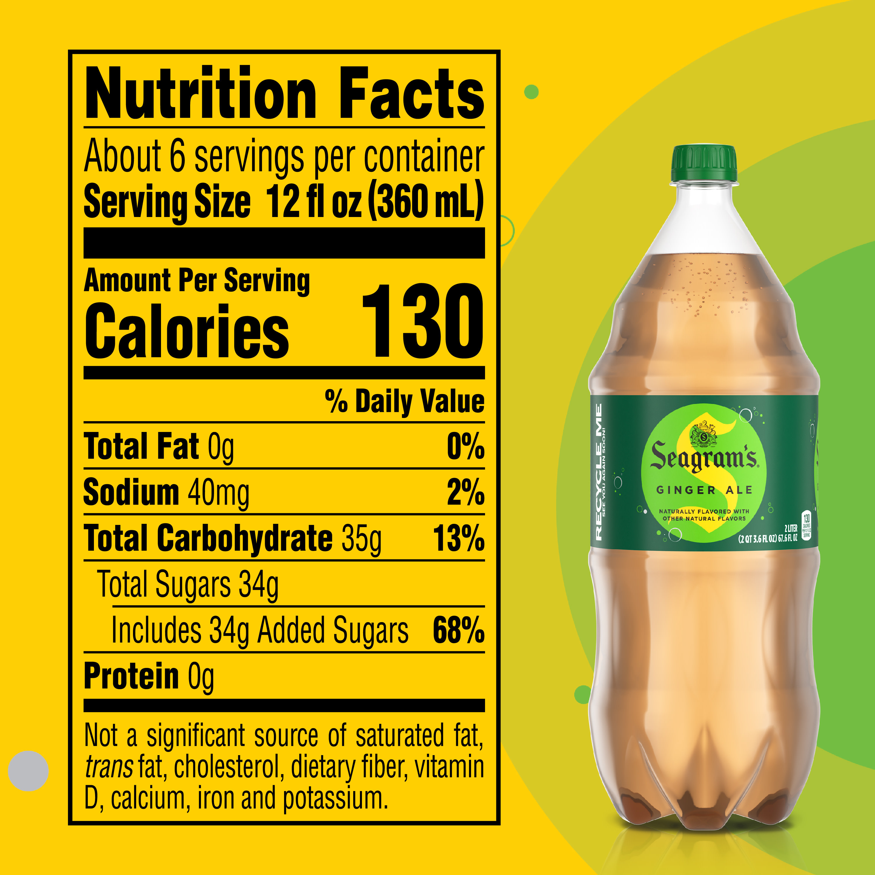 Seagrams Ginger Ale Soda Soft Drink, 2 Liters | Giant Eagle