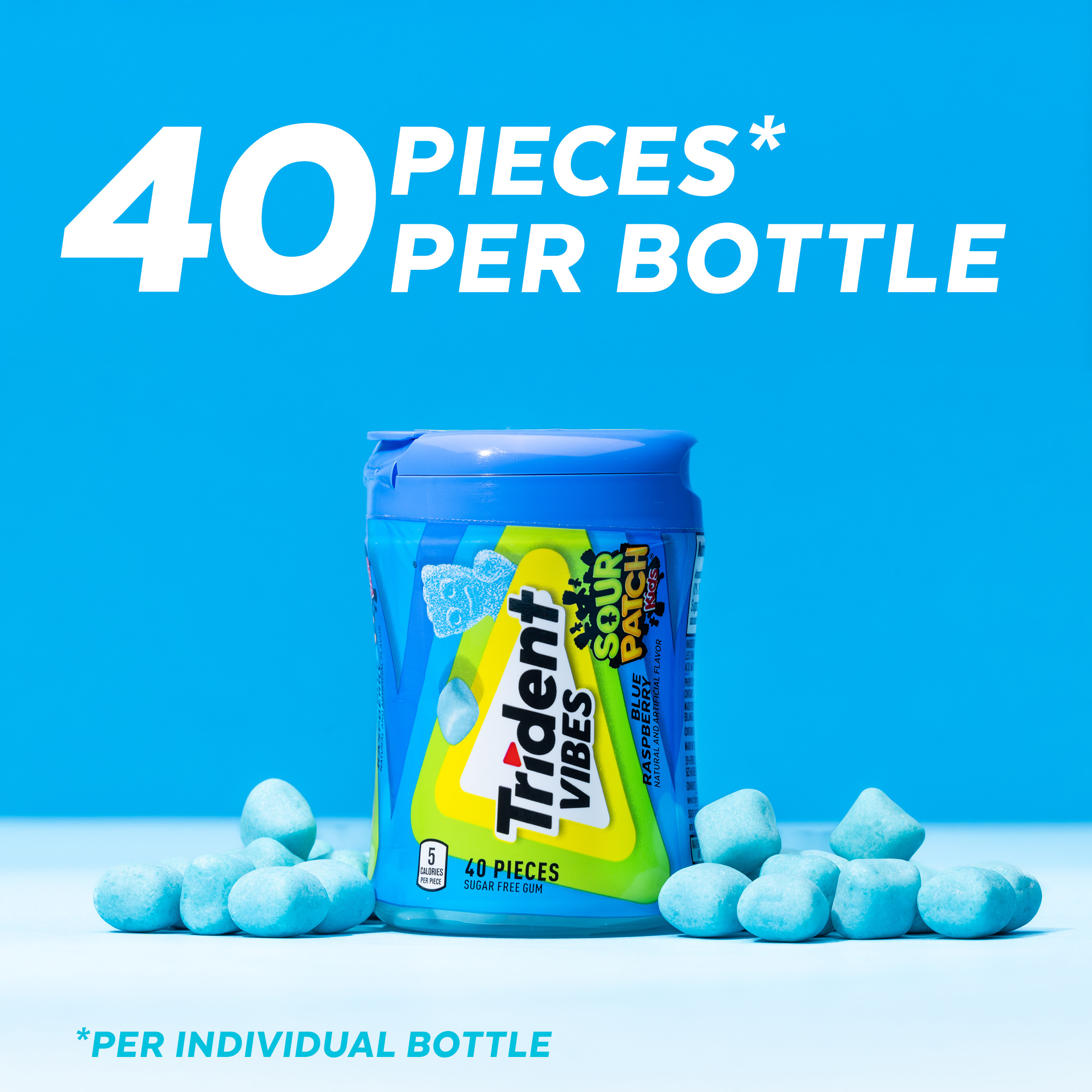 Trident Vibes Sour Patch Kids Blue Raspberry Flavored Sugar Free