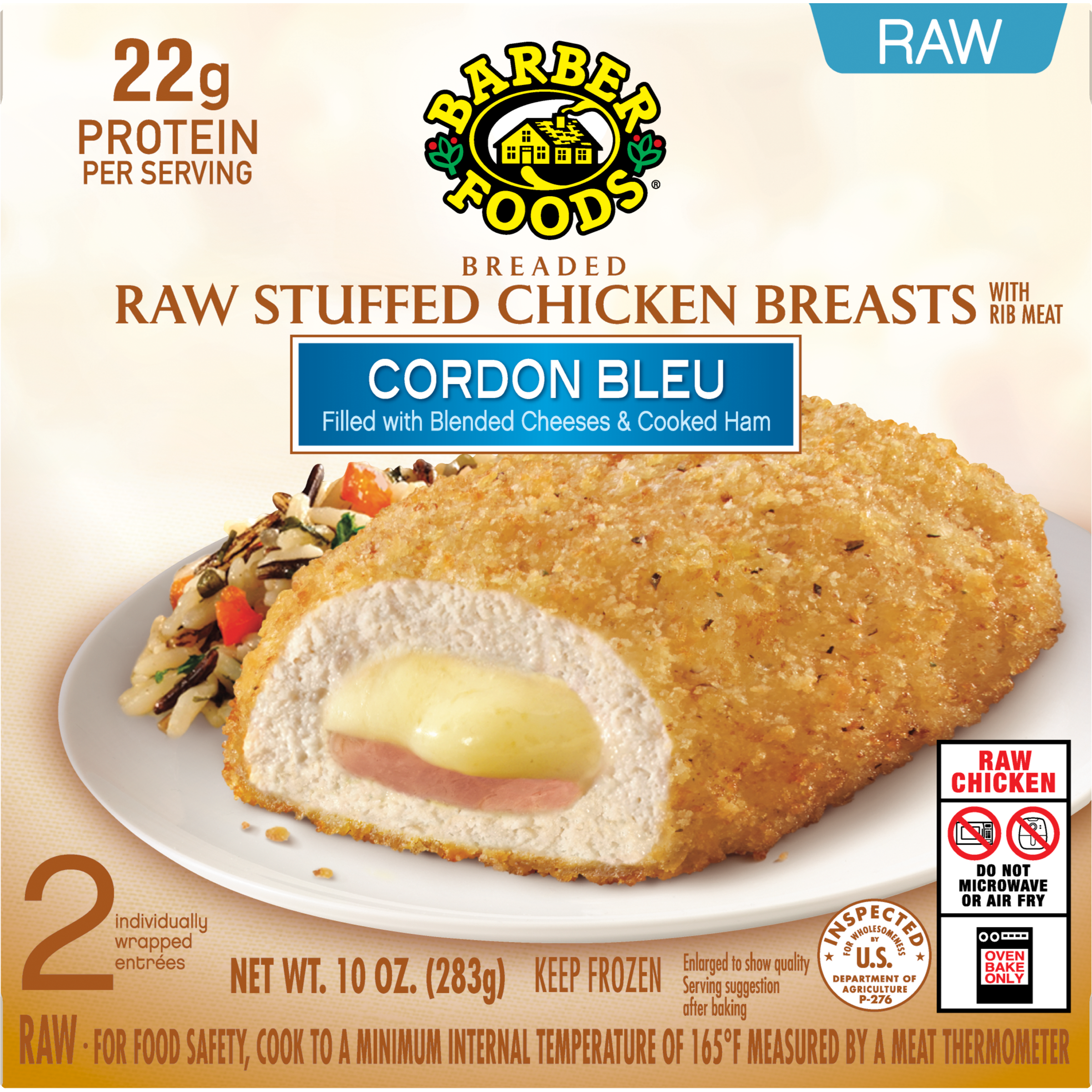 【3点セット】 ドナチェーレ ブライトベース×2個、UVプロテクトミルク×1個 Barber Foods Stuffed Chicken Breasts Cordon Bleu, 2 Count (Frozen