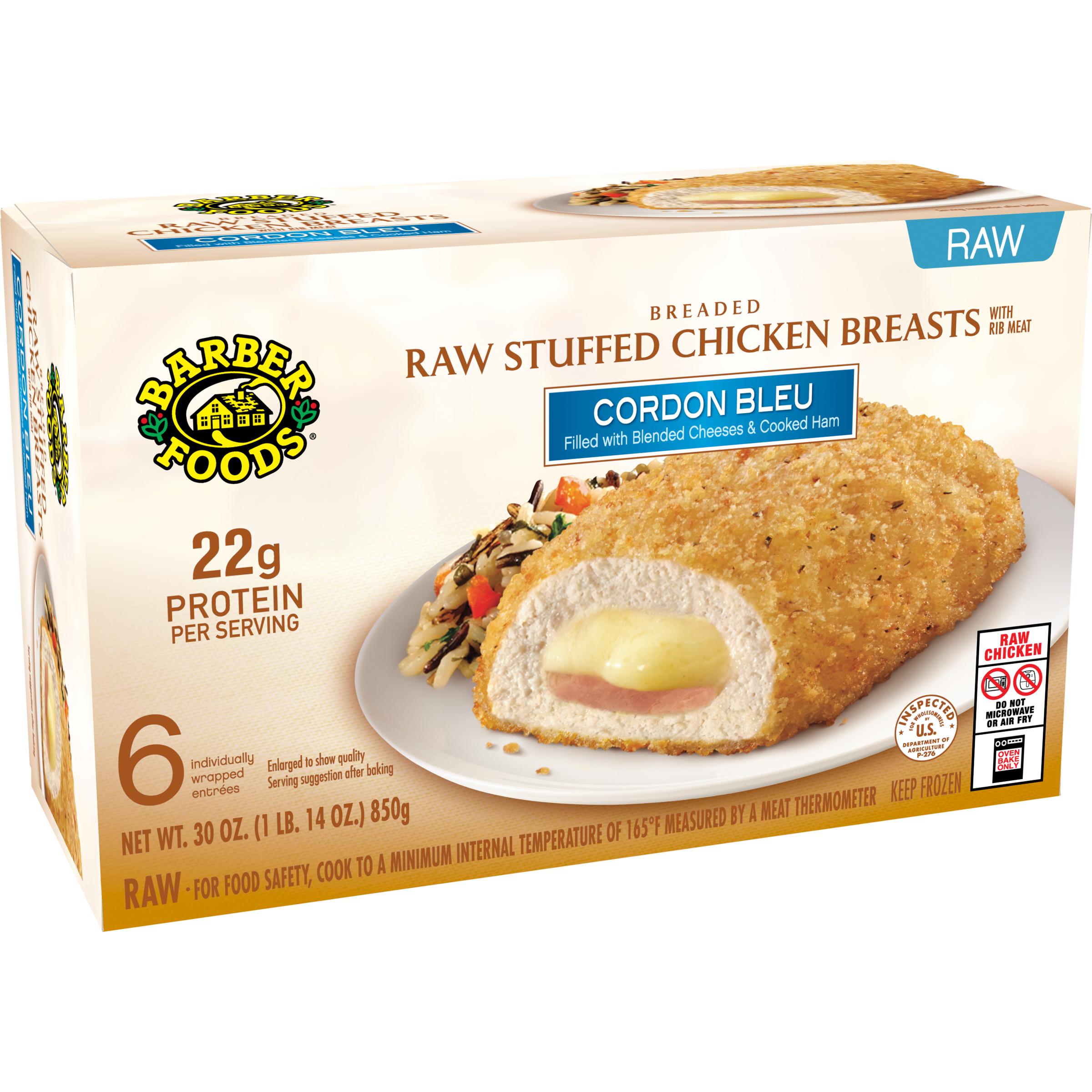 Barber Foods® Stuffed Chicken Breasts Cordon Bleu, Count Giant