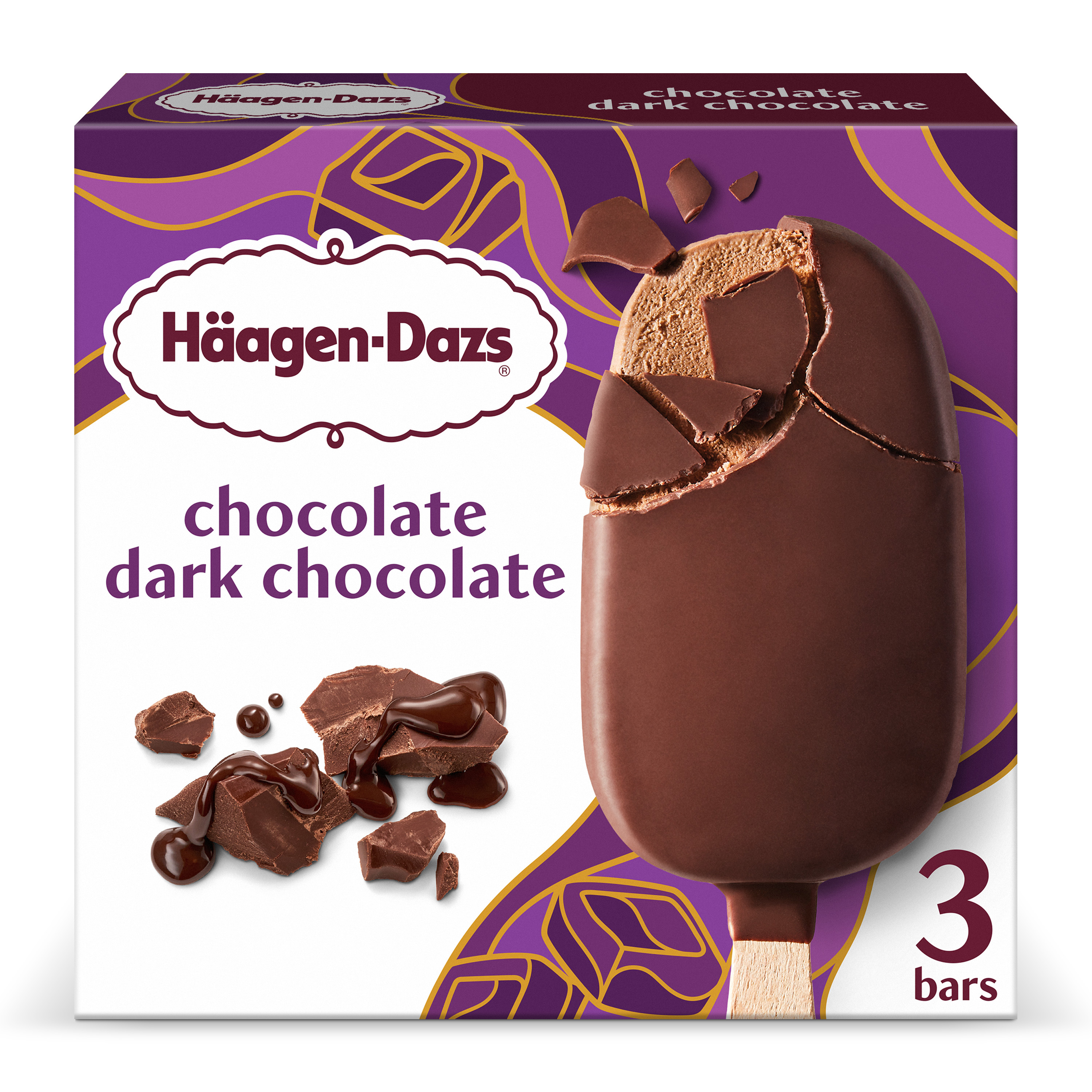 Häagen-Dazs Chocolate Dark Chocolate Ice Cream, Snack Bars, 3 Ct