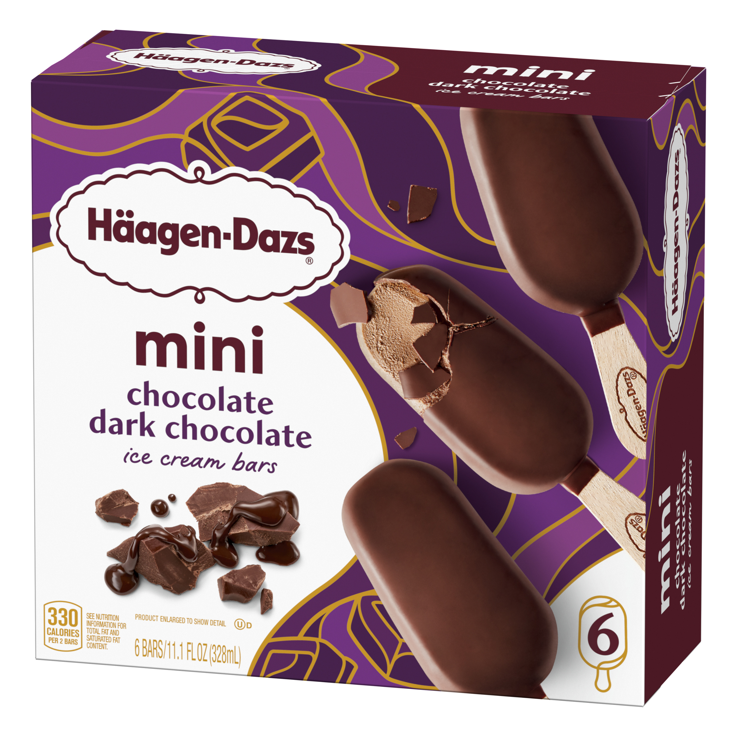 Haagen Dazs Chocolate Dark Chocolate Mini Ice Cream Bars, 6 Count