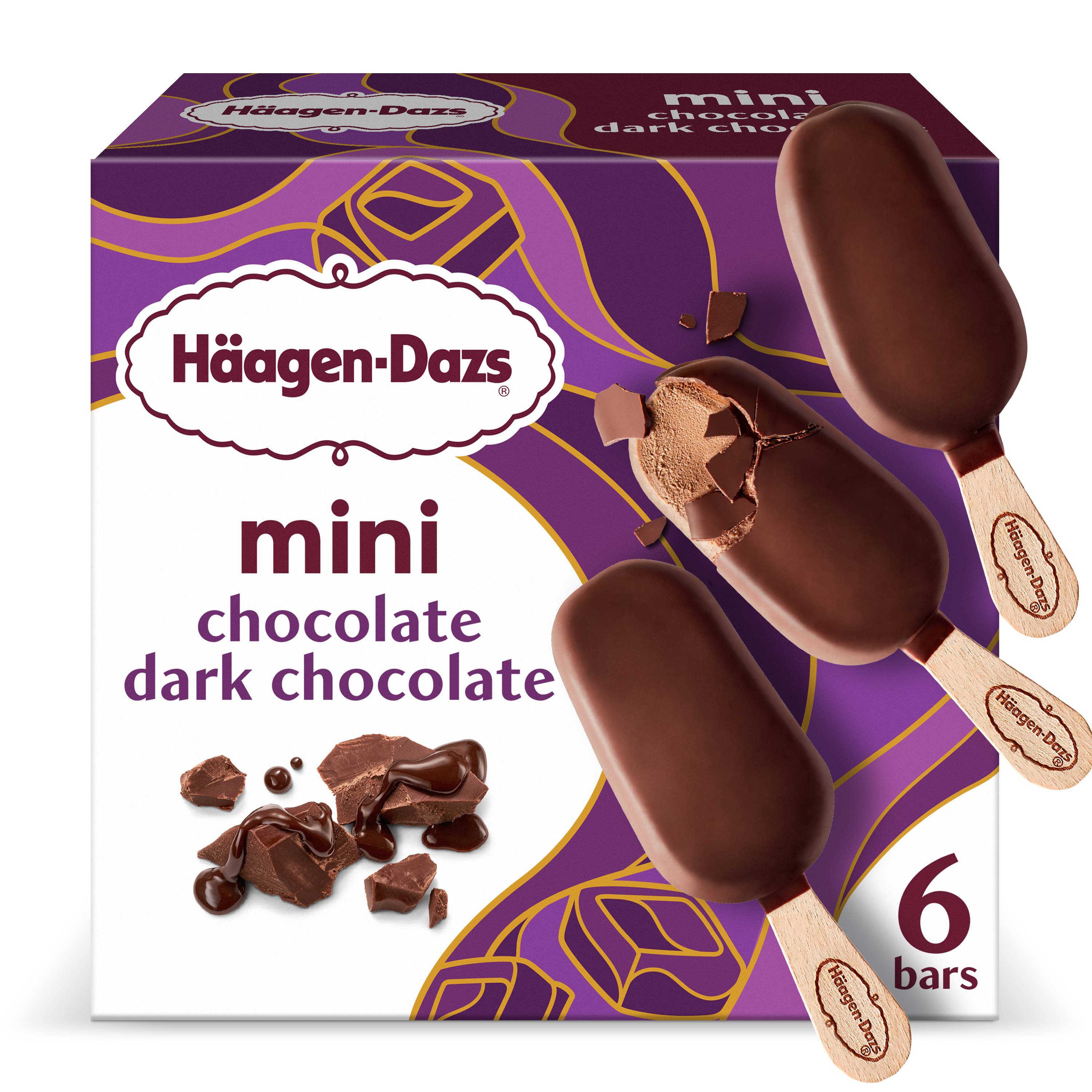 Haagen Dazs Chocolate Dark Chocolate Mini Ice Cream Bars, 6 Count