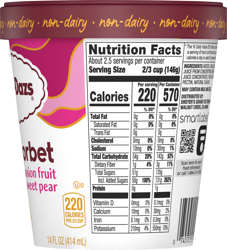 Haagen-Dazs Sorbet, Non-Dairy, Passion Fruit & Sweet Pear | Giant
