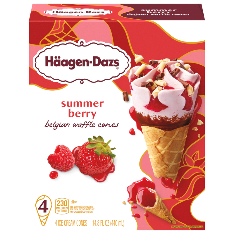 Haagen-Dazs Belgian Waffle Summer Berry Ice Cream Cones | Giant