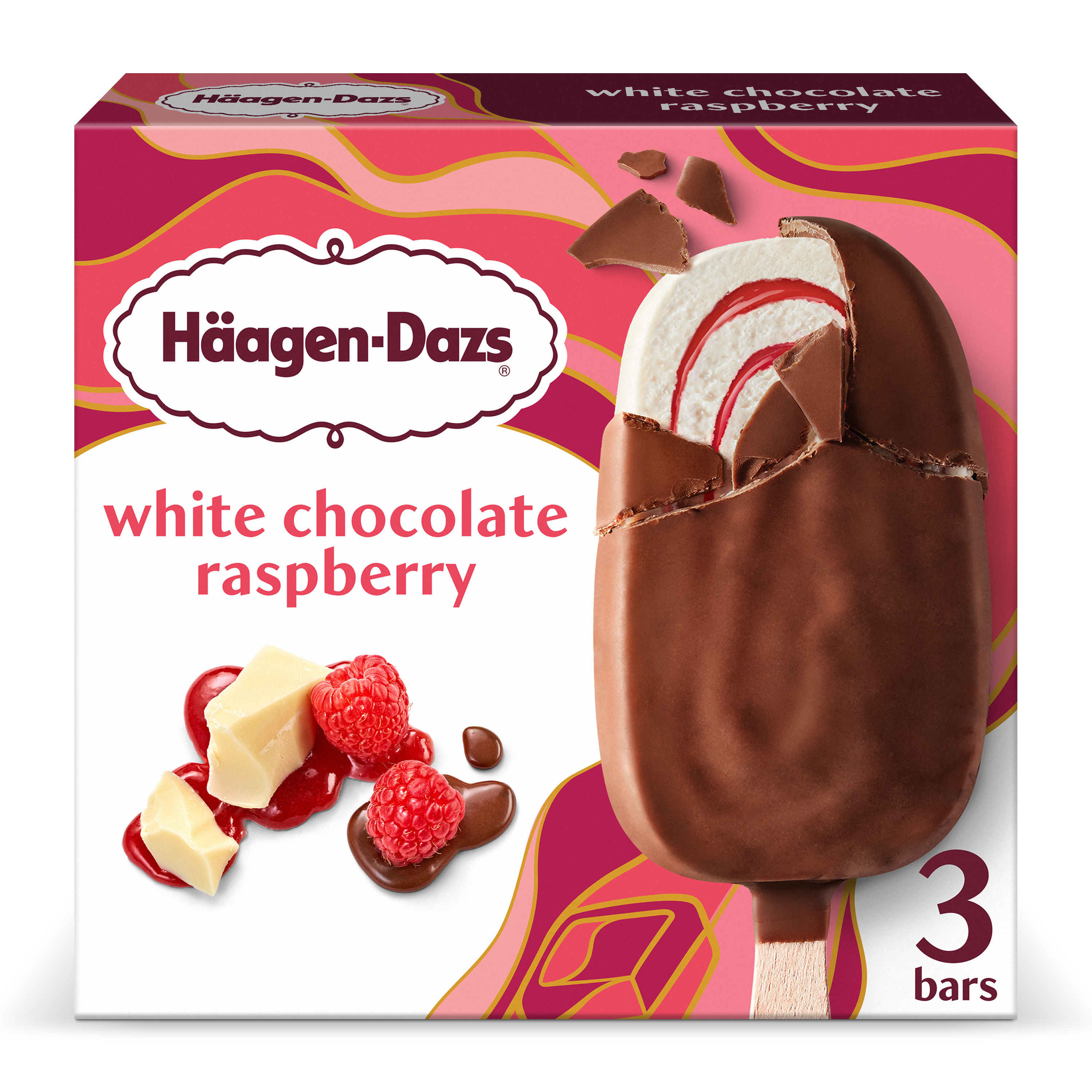 Haagen-Dazs White Chocolate Raspberry Ice Cream Bars, 3 Count